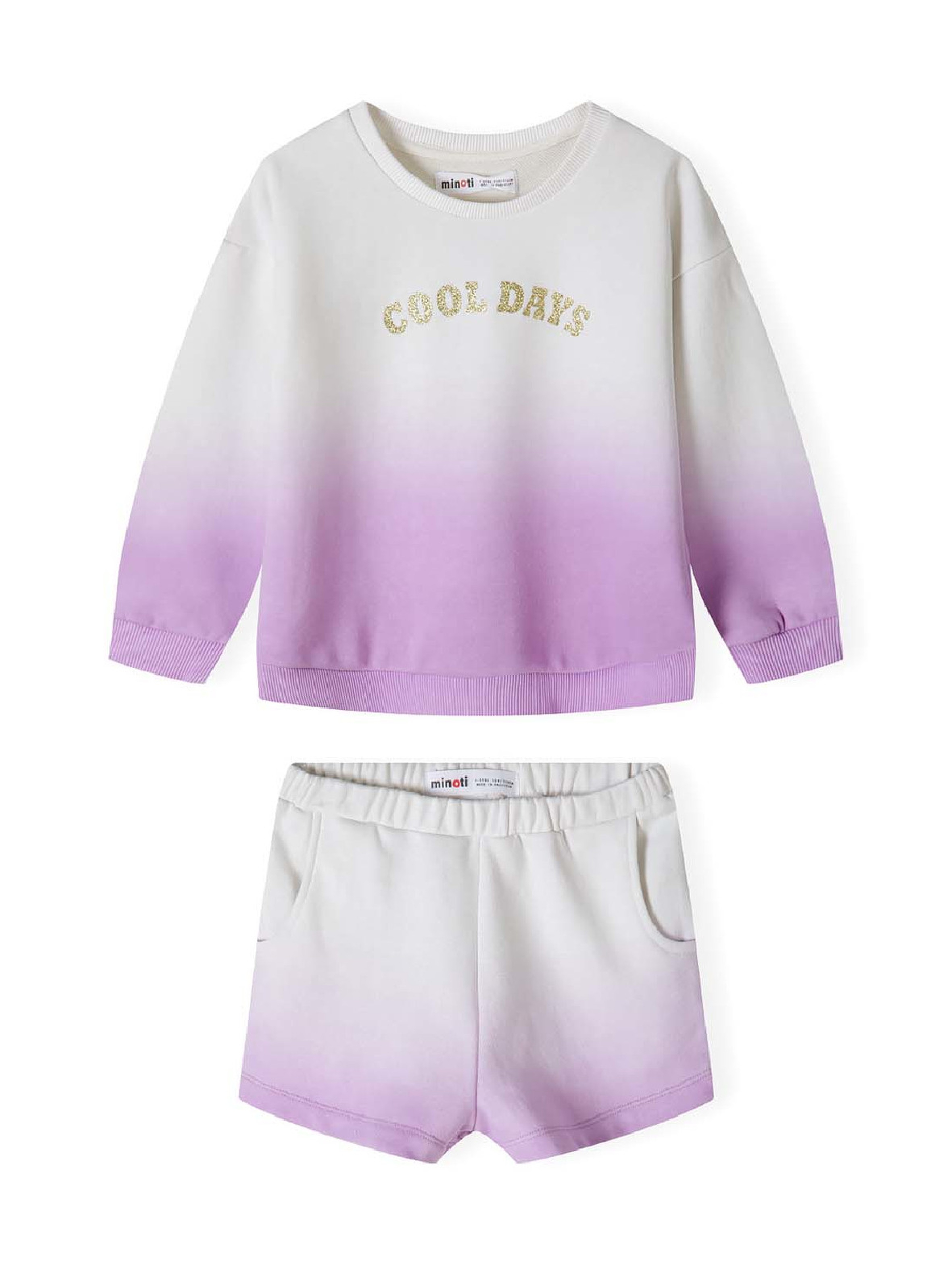 Komplet dziewczęcy biało-fioletowy- bluza i szorty Cool days