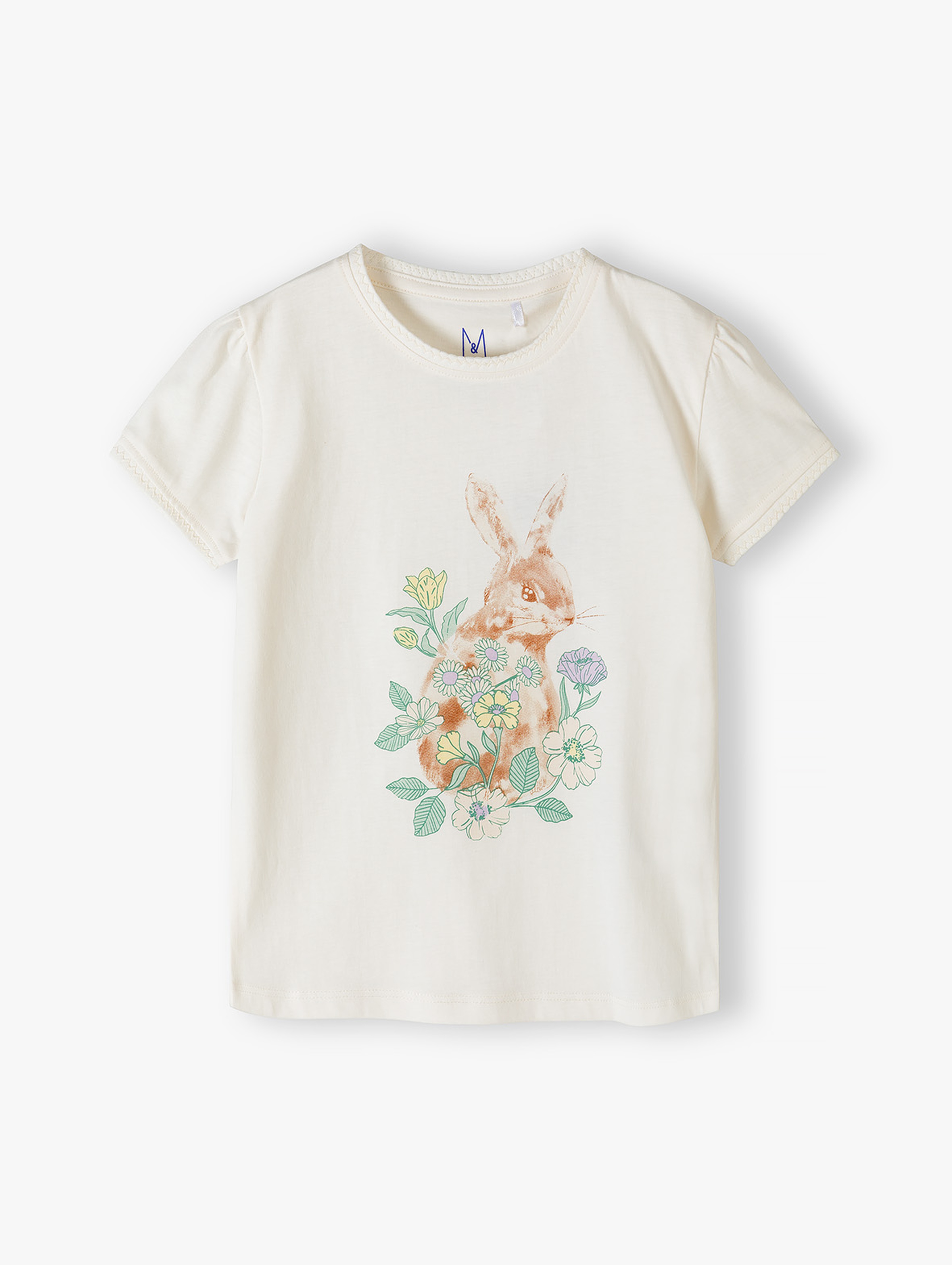 Dzianinowy t-shirt z króliczkiem - Max&Mia