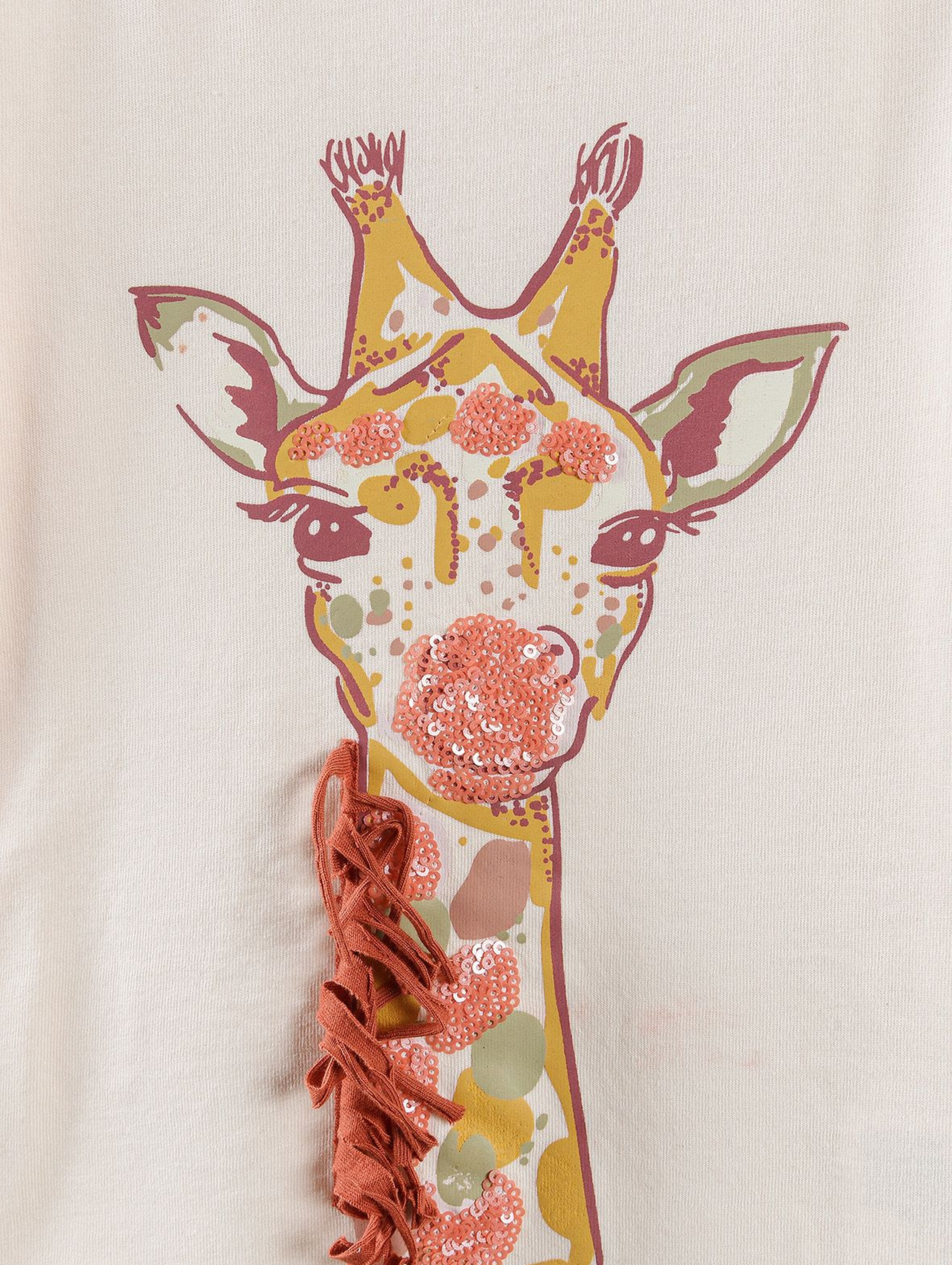 Bluzka dziewczęca z żyrafą - różowa