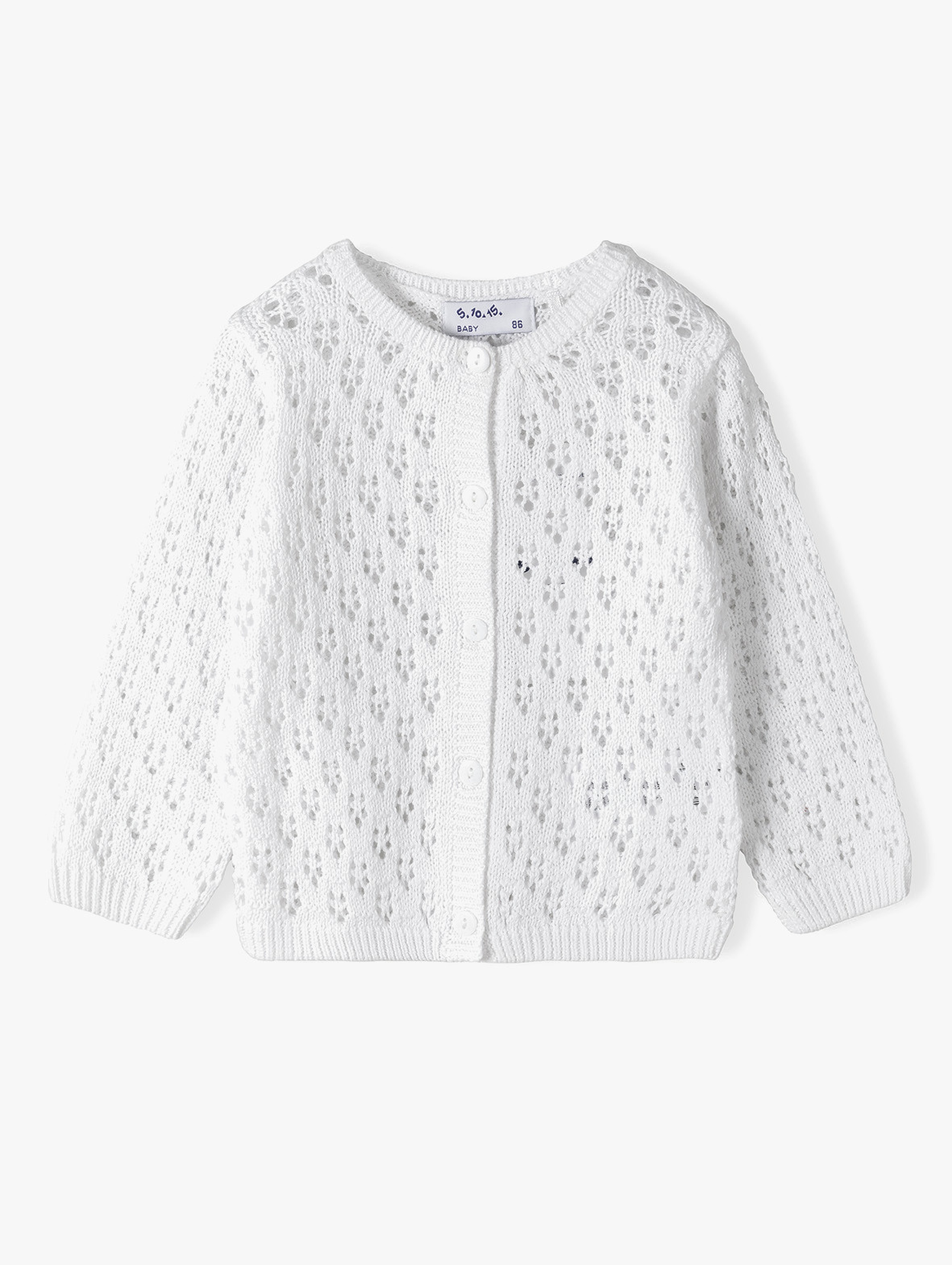 Biały ażurowy sweter dla niemowlaka - 5.10.15.