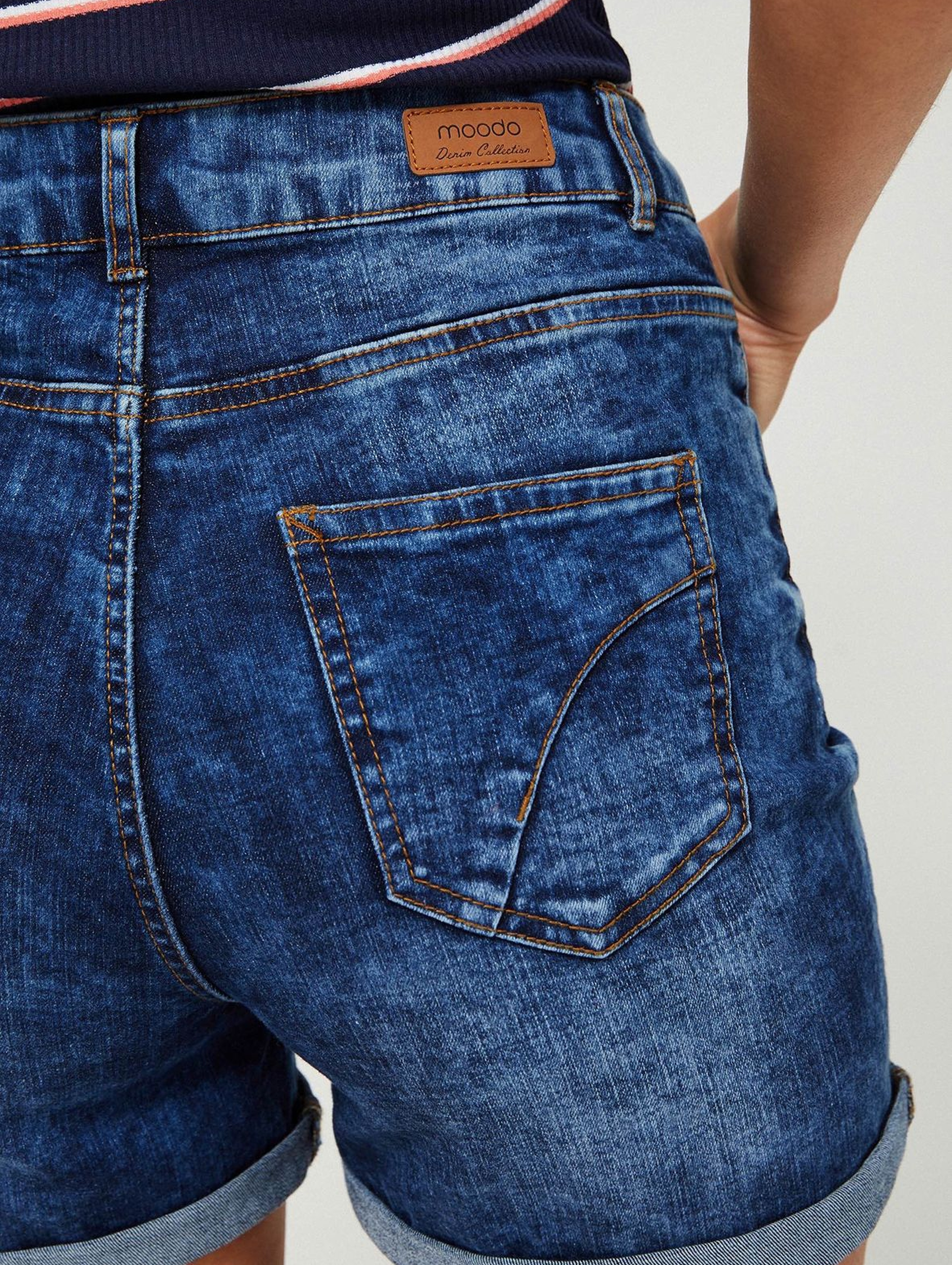 Szorty damskie jeansowe high waist -granatowe