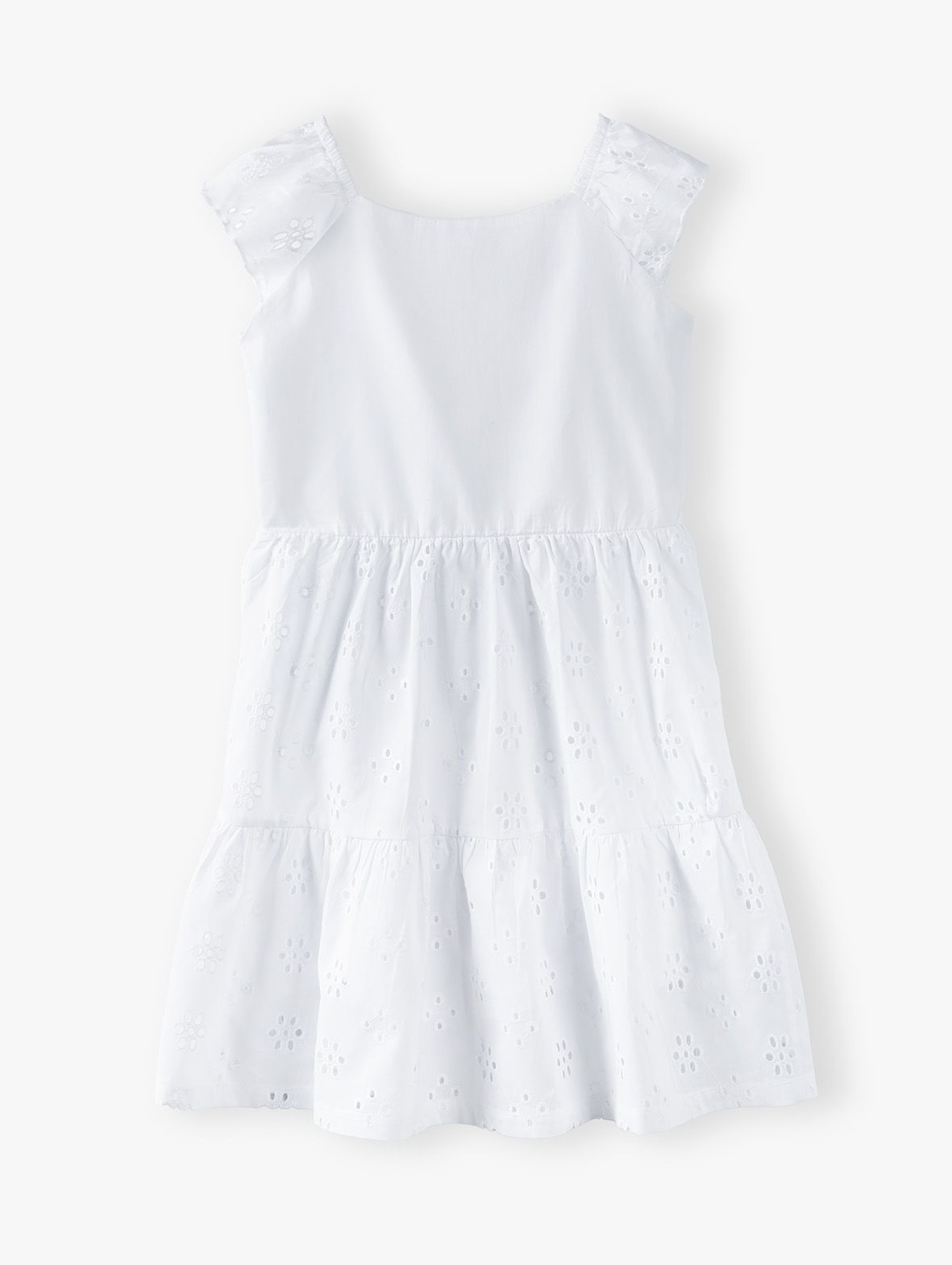 Sukienka w haftowane wzorki - biała