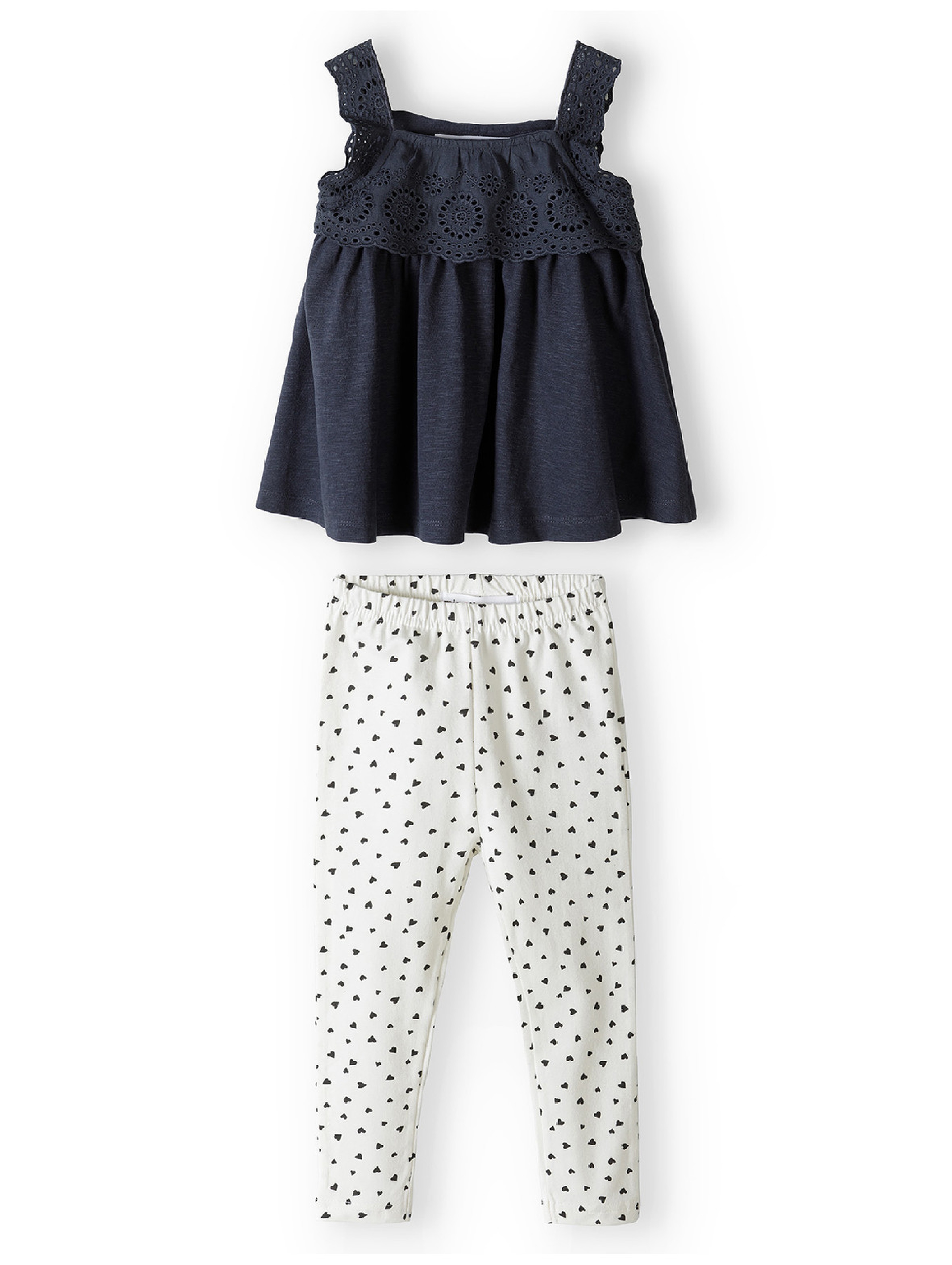 Komplet dla niemowlaka- granatowa bluzka + białe legginsy