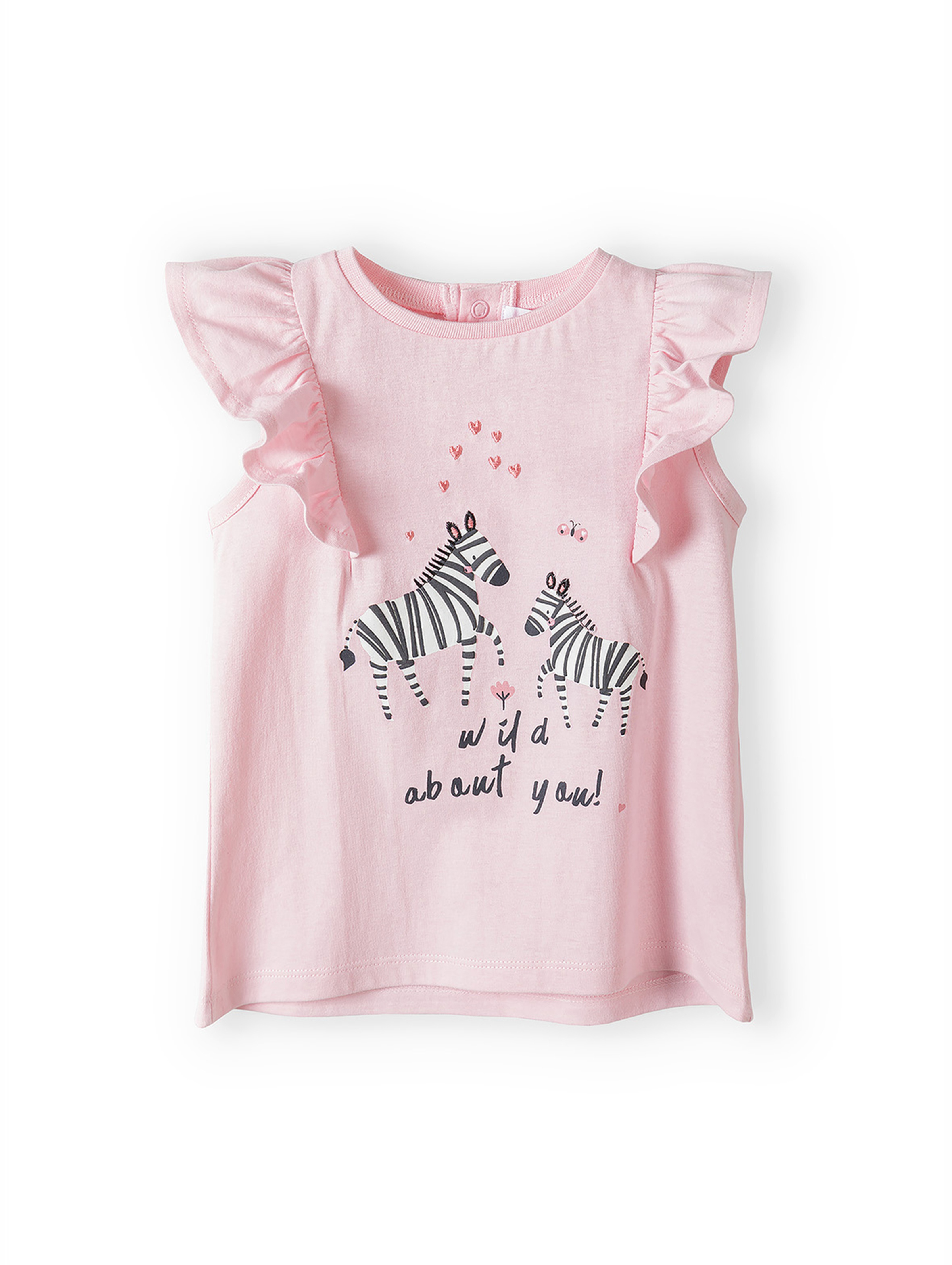 Komplet dla niemowlaka- różowy t-shirt + białe legginsy w grochy