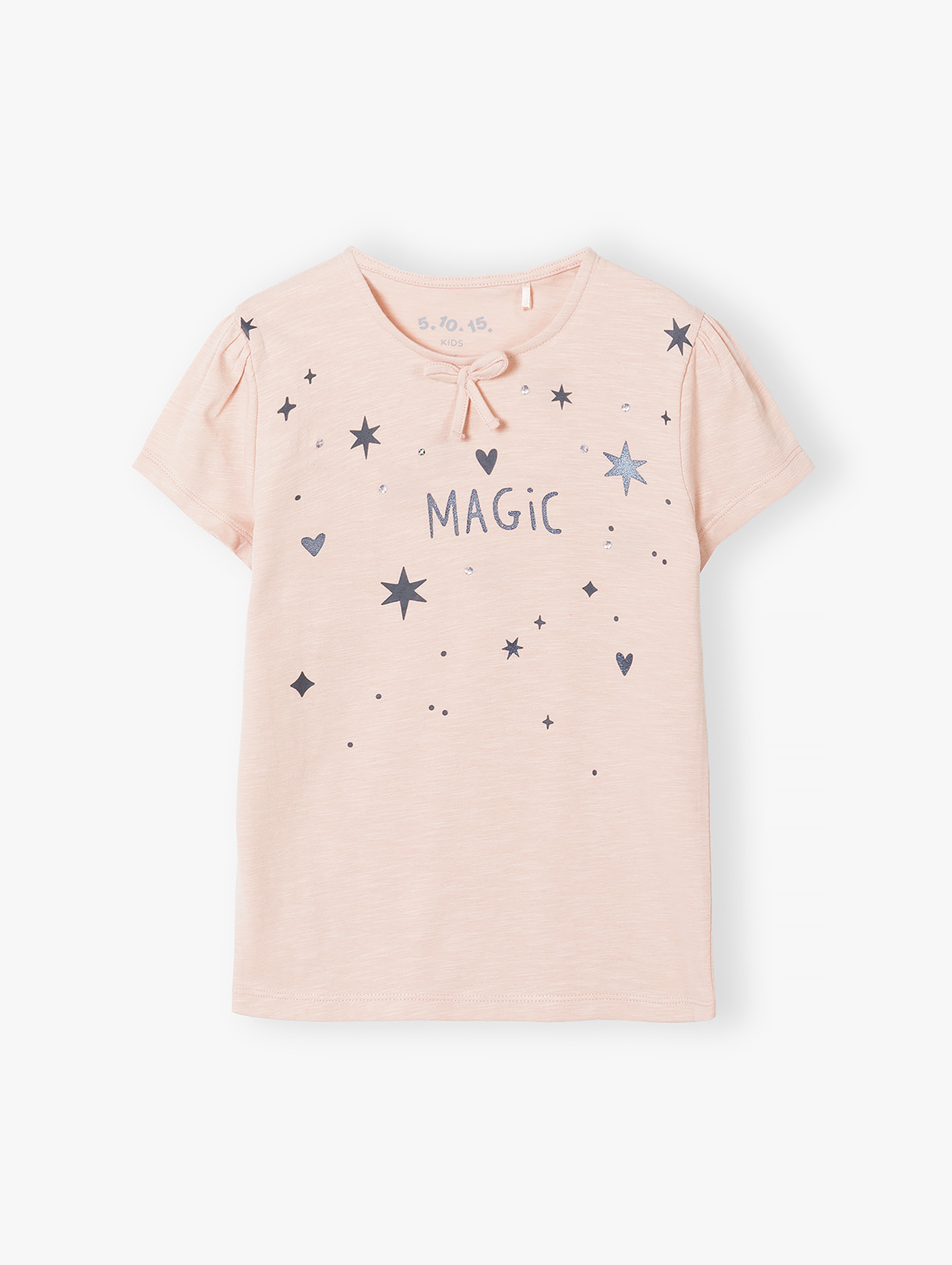 Różowy t-shirt bawełniany dla dziewczynki - MAGIC