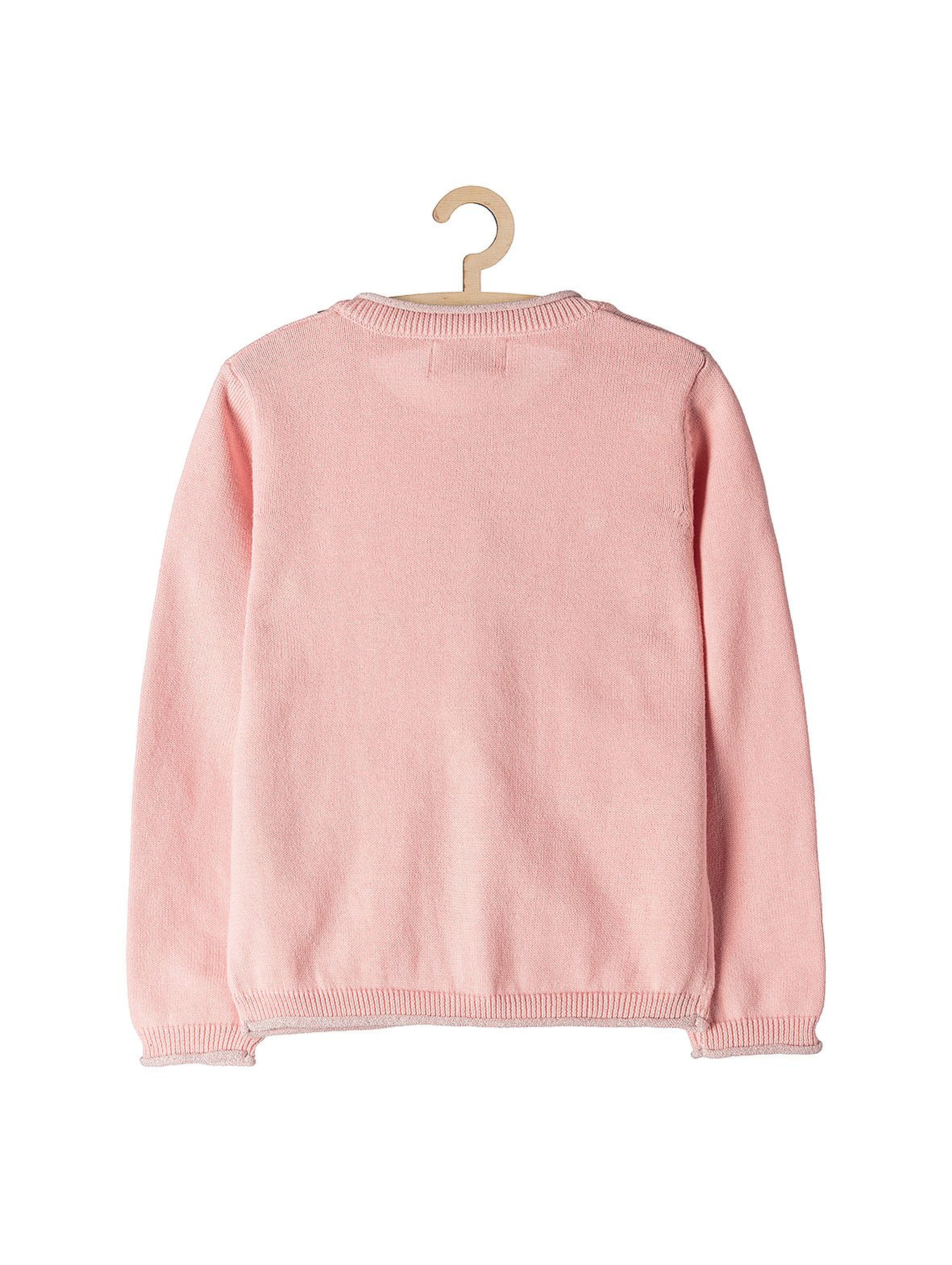 Sweter dziewczęcy różowy z połyskującymi detalami