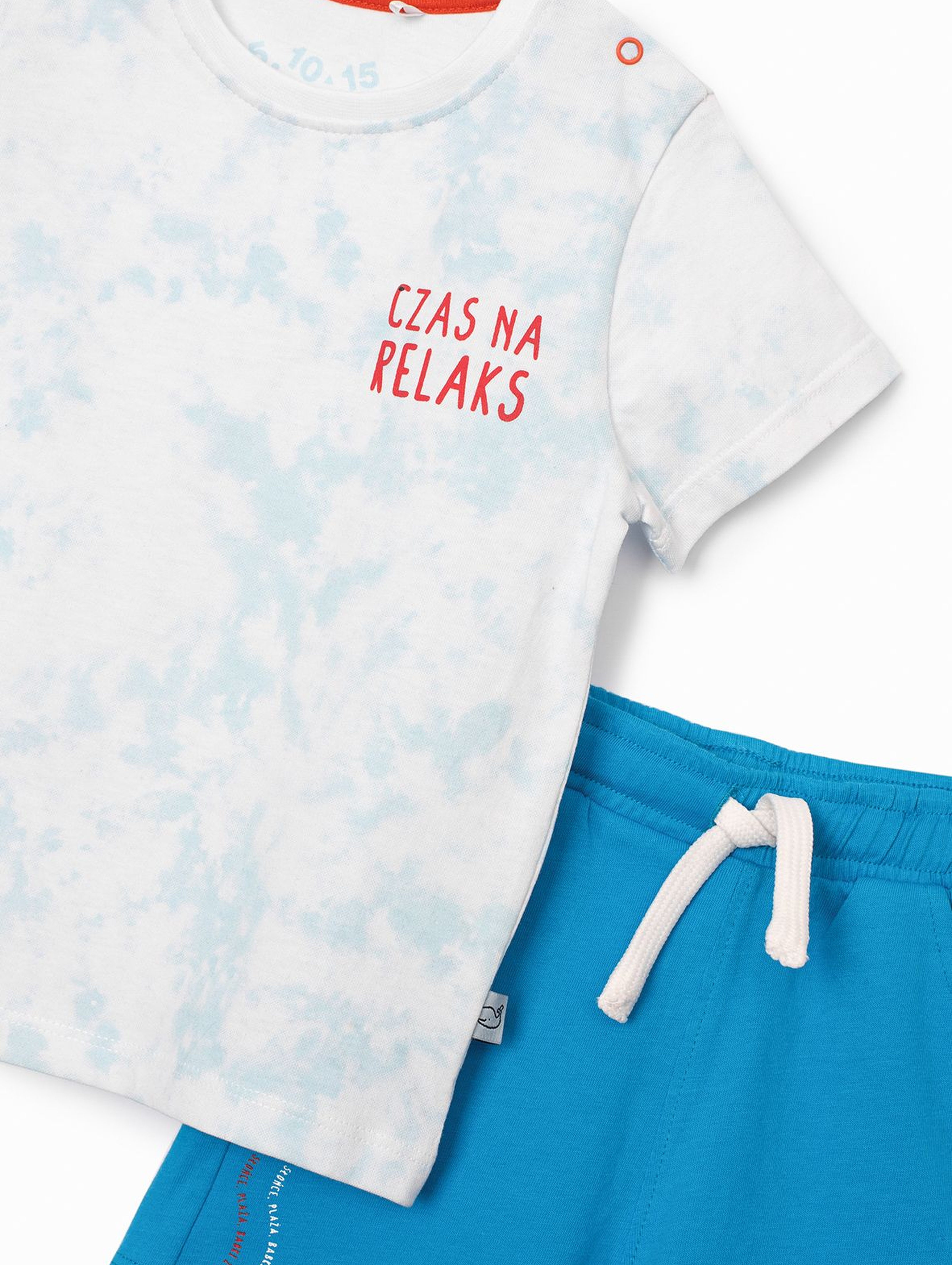 Komplet niemowlęcy- T-shirt i dzianinowe szorty - Czas na relaks