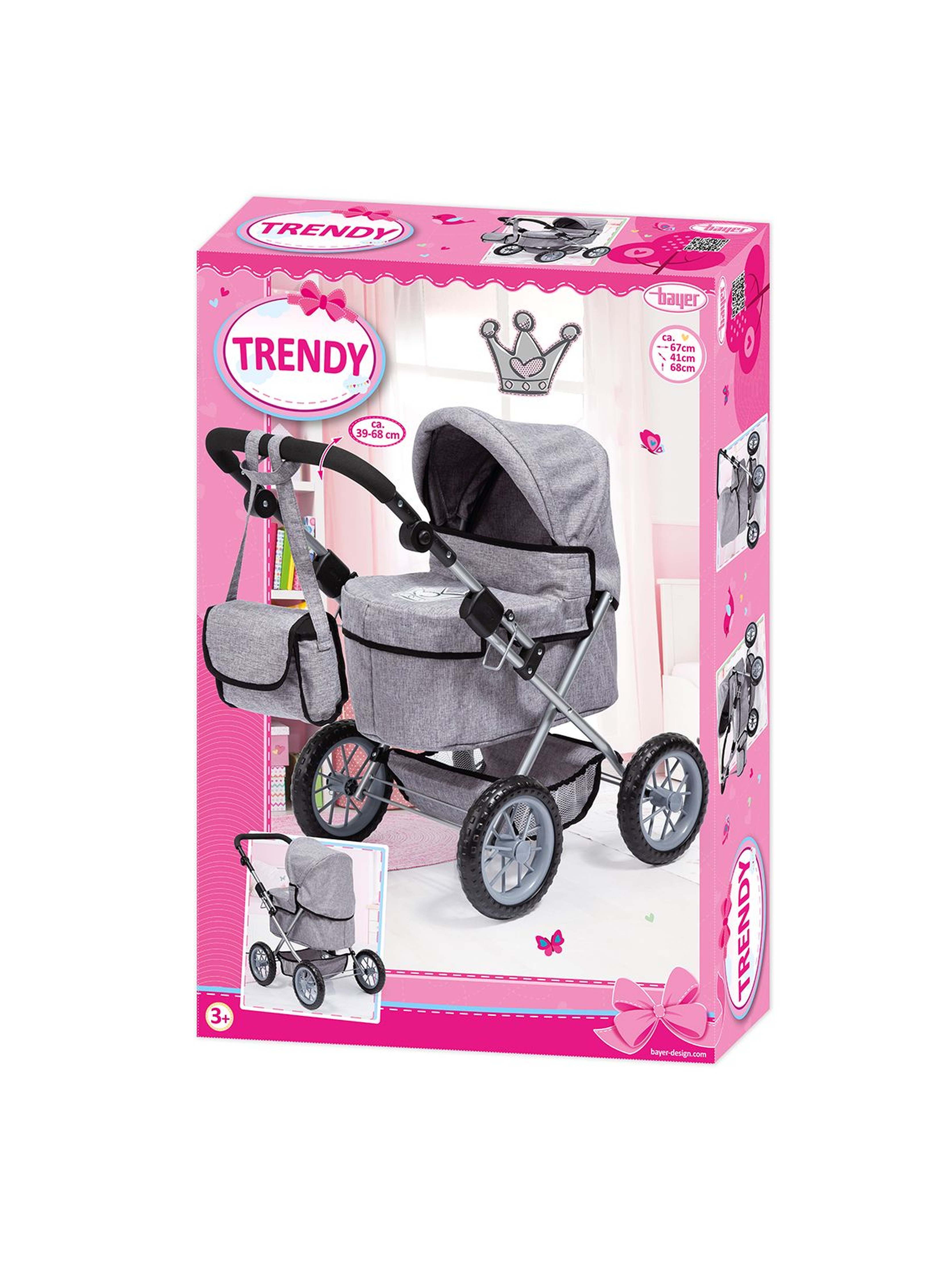 Wózek spacerowy dla lalek Trendy - szary