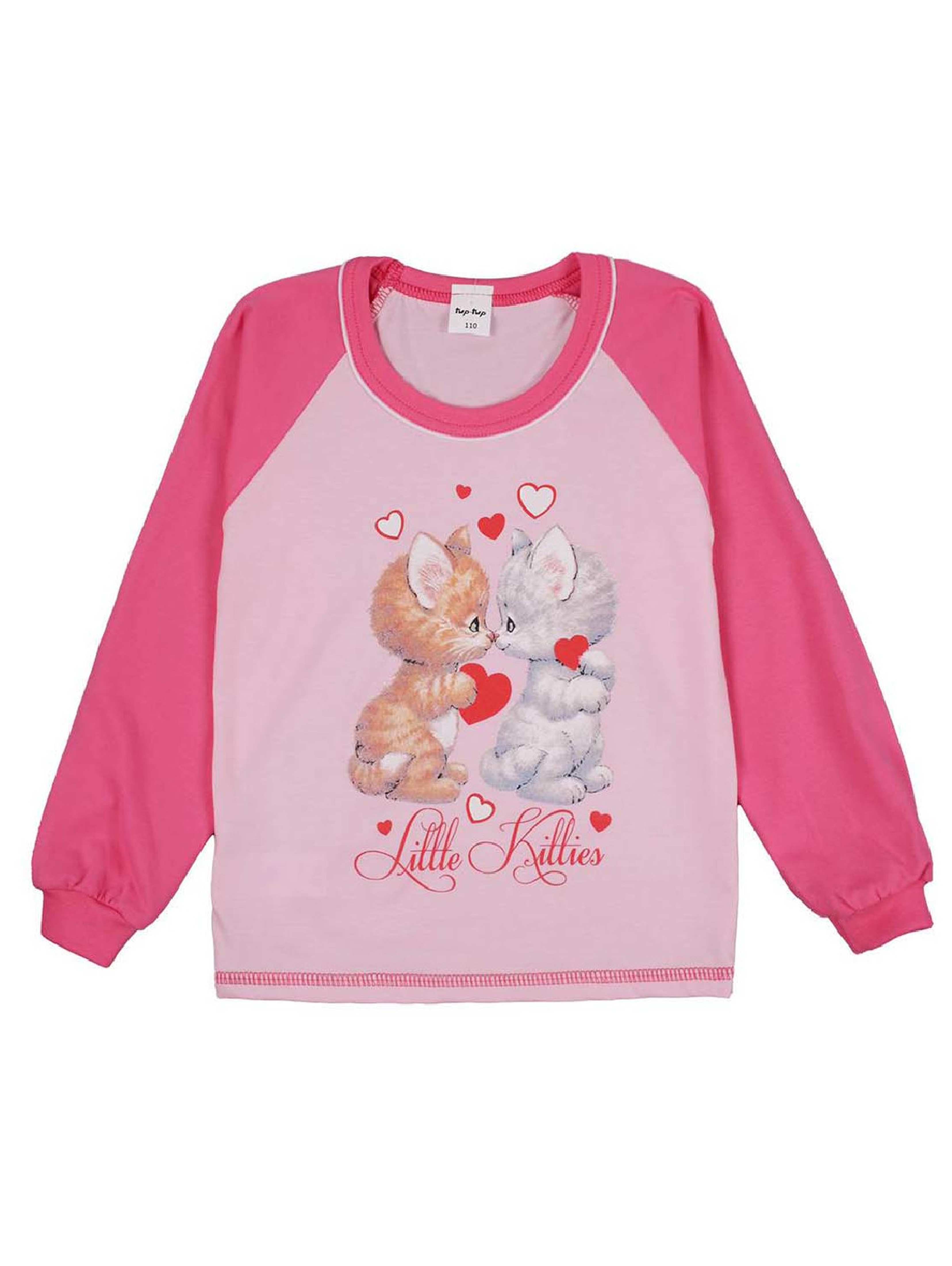 Ciepła dziewczęca piżama różowa Tup Tup kotki z serduszkami