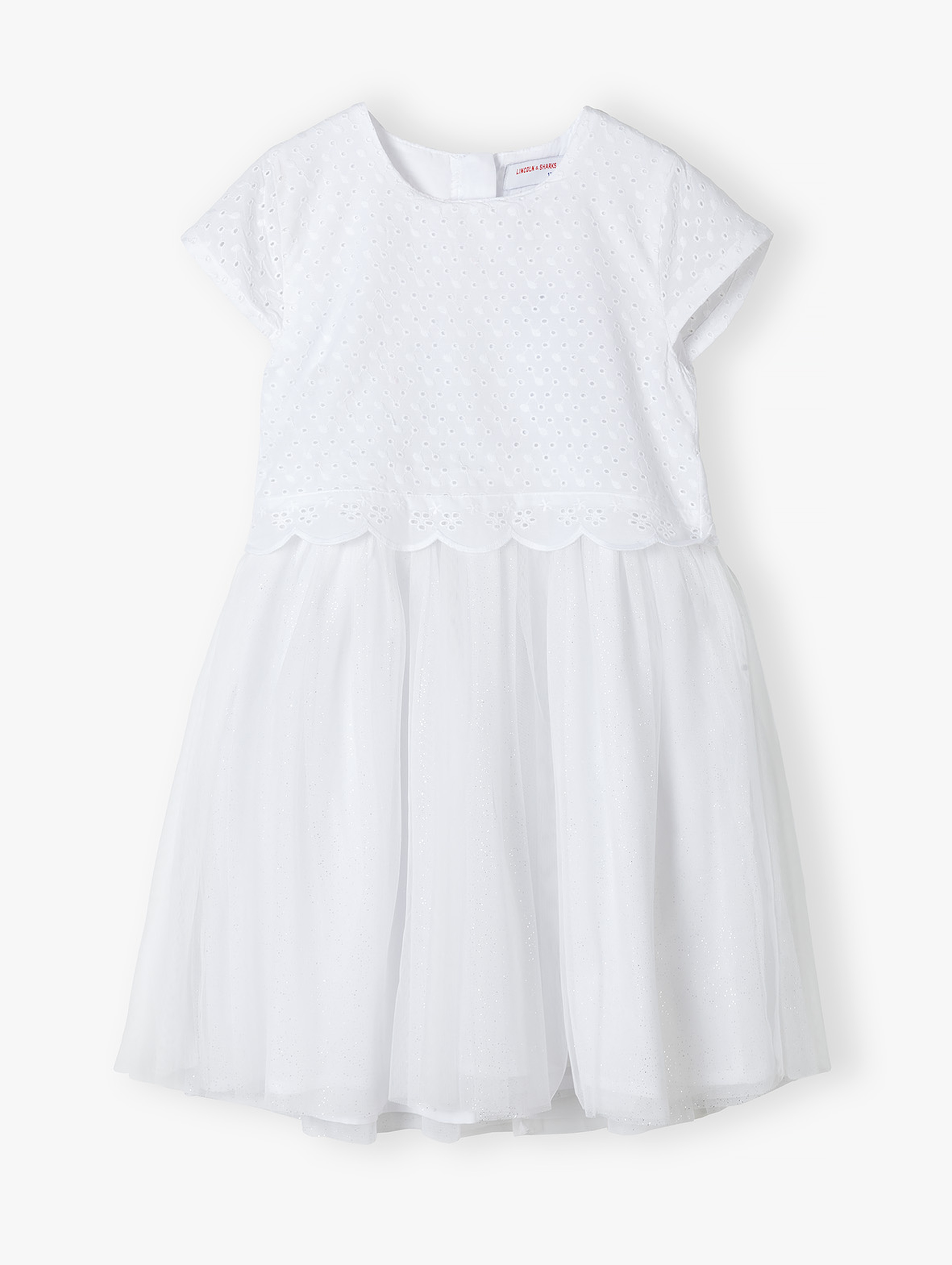 Biała sukienka dla dziewczynki z krótkim rękawem
