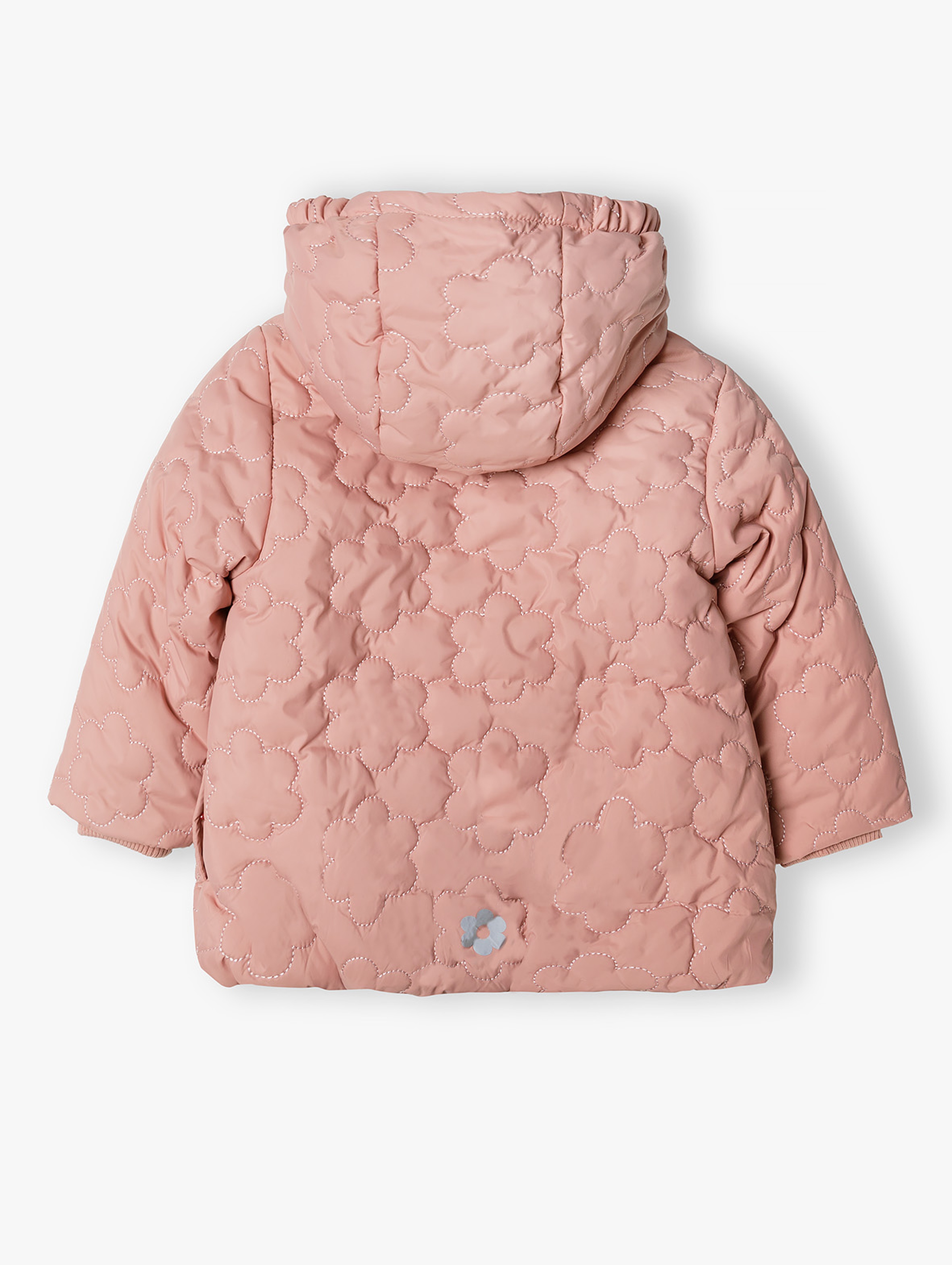 Pikowana kurtka przejściowa dla niemowlaka - różowa w kwiatki