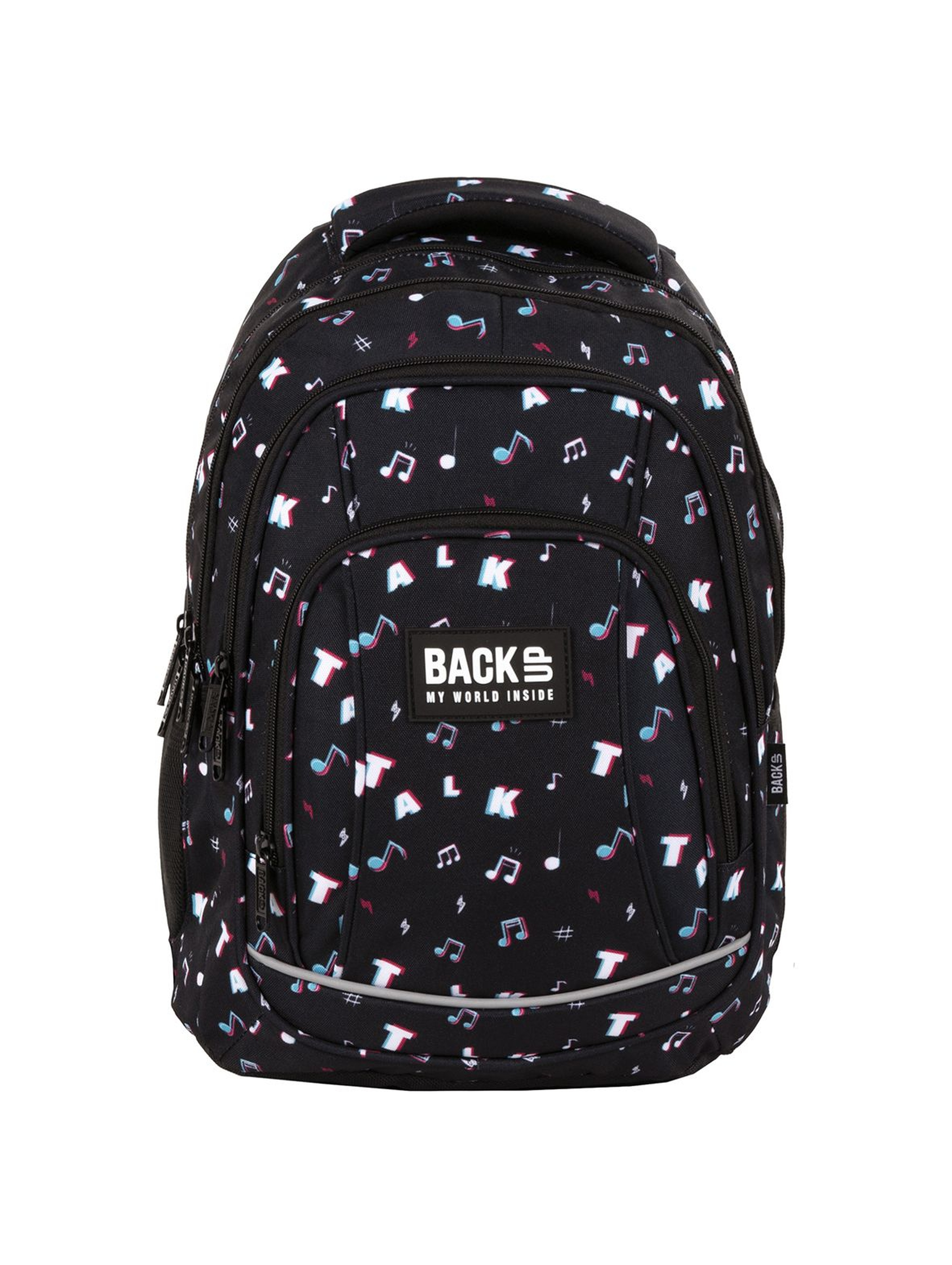 Plecak BackUp chłopięcy czarny z kolorowym nadrukiem