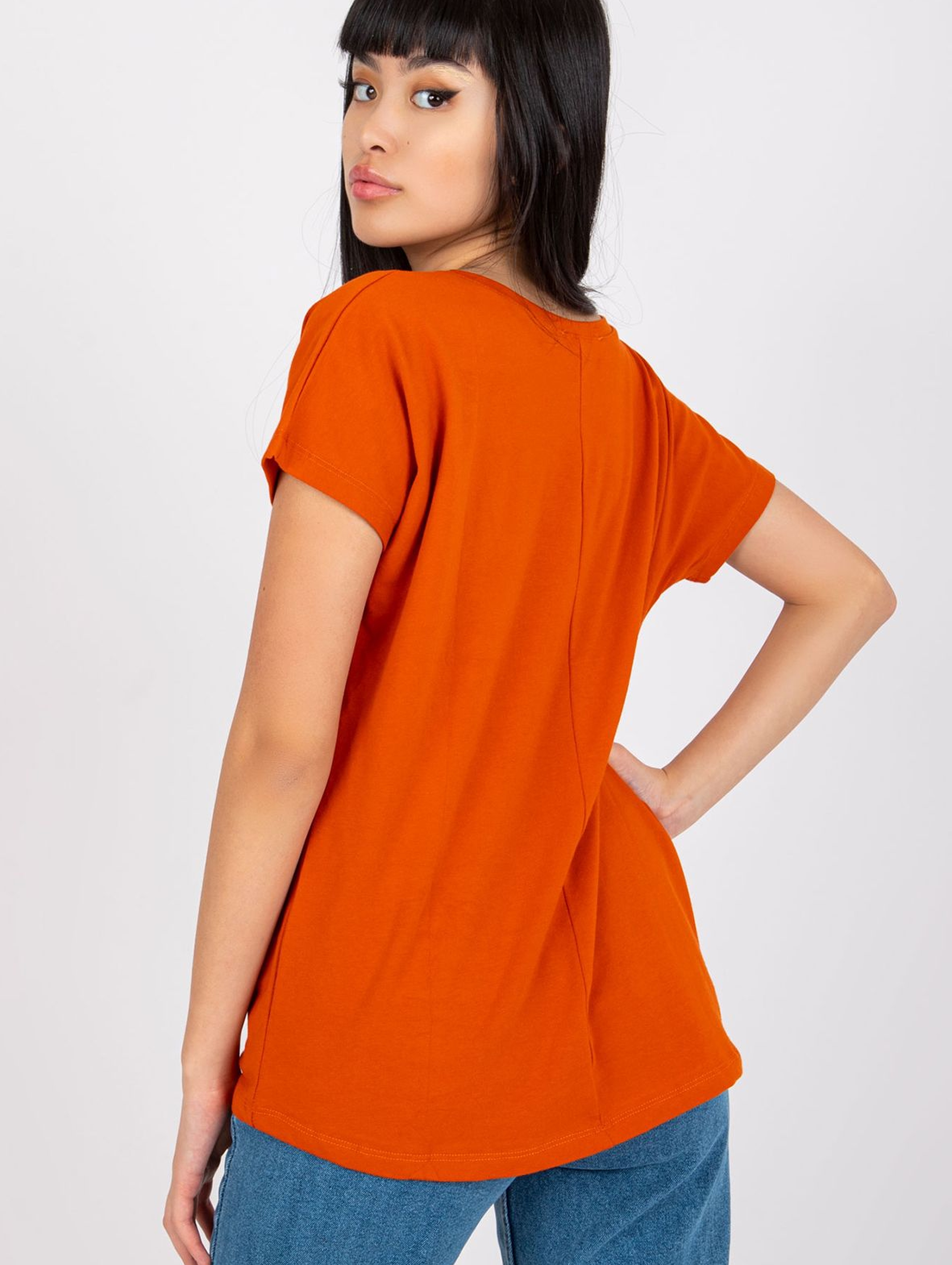 Bawełniany t-shirt damski - pomarańczowy