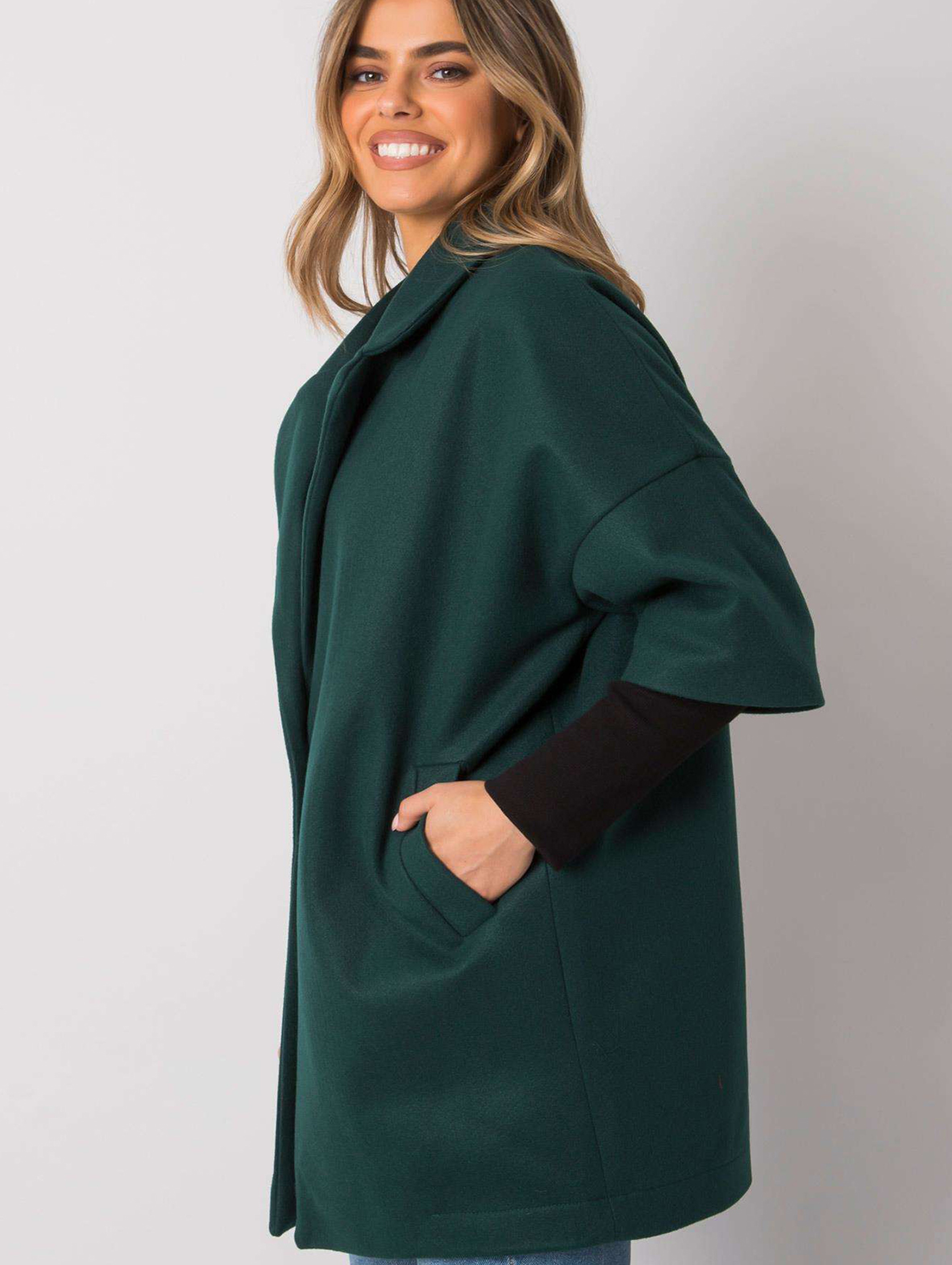 Ciemnozielony luźny płaszcz damski oversize Aliz RUE PARIS