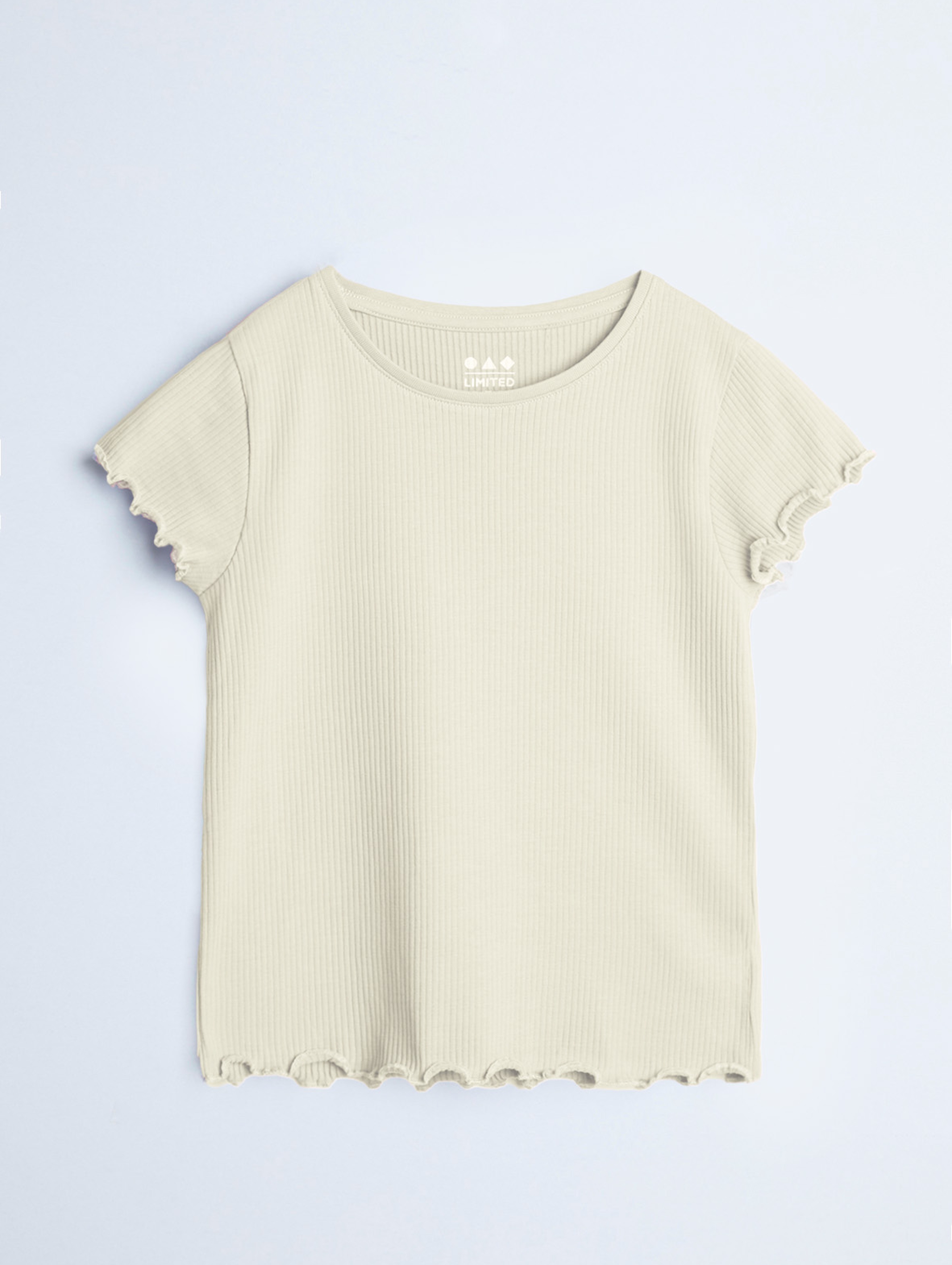 T-shirt dziewczęcy ecru w prążki - Limited Edition