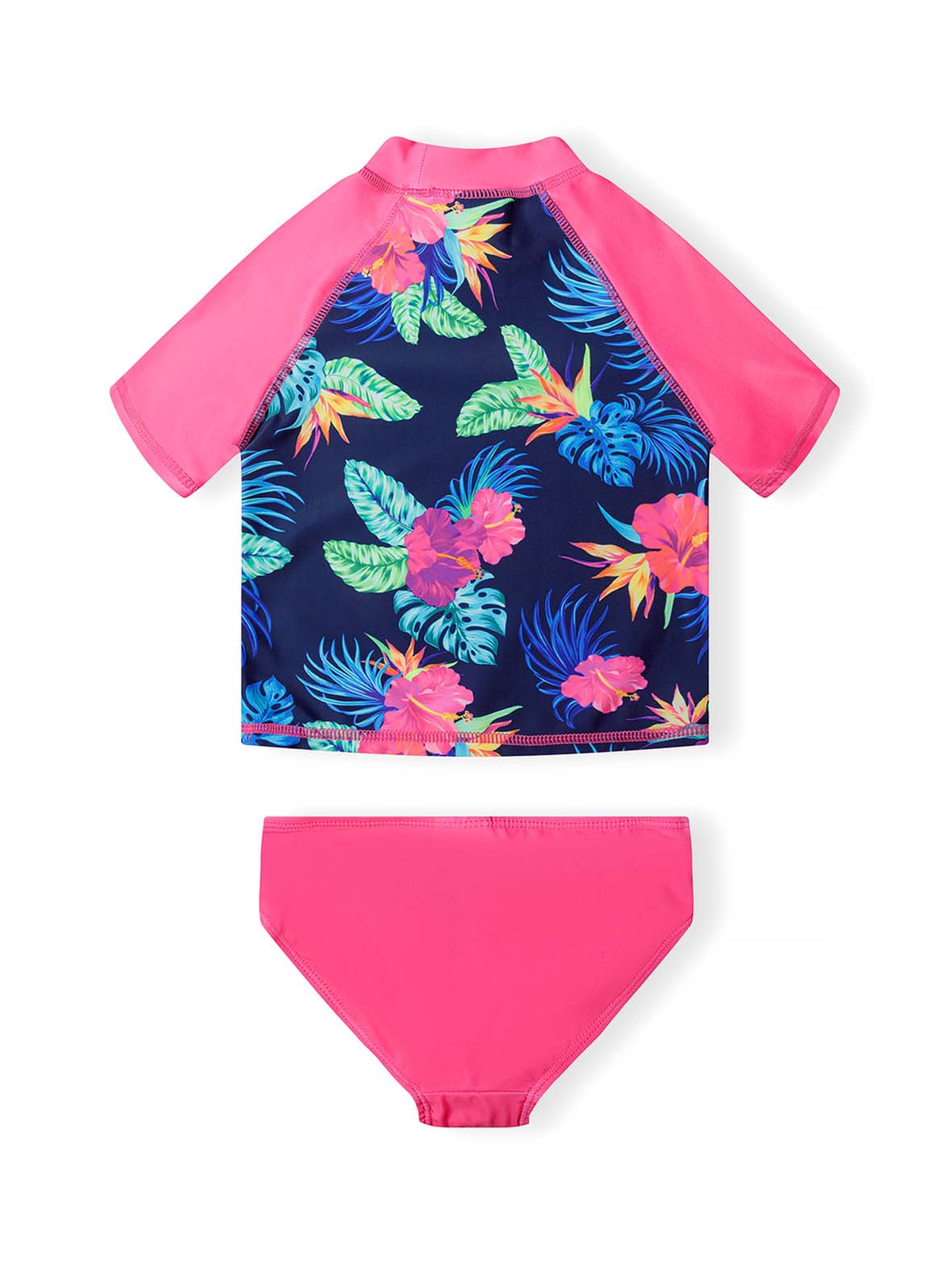 Strój kąpielowy- koszulka w kwiaty i  różowe majtki z filtrem UV