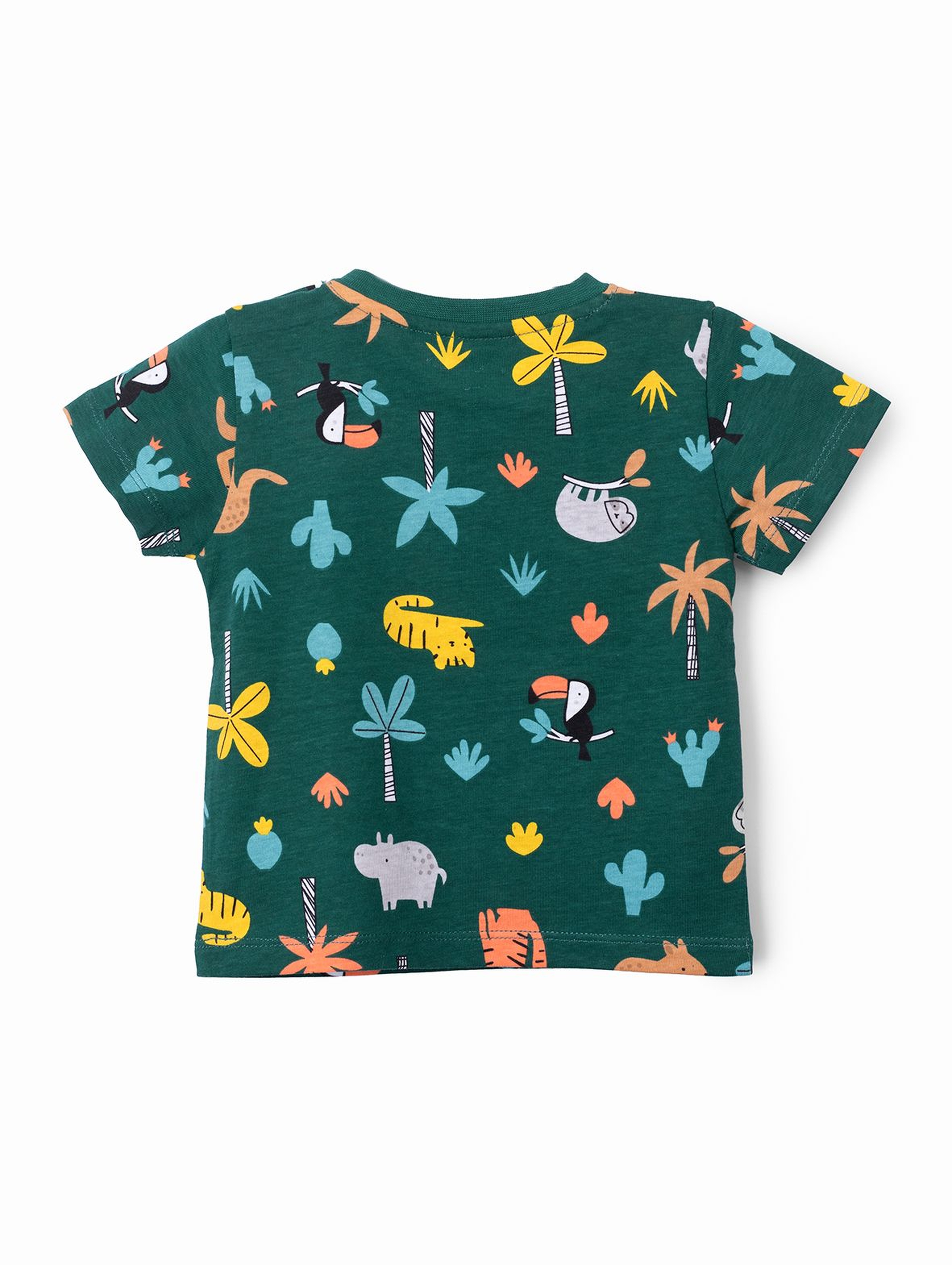 T-shirt niemowlęcy ciemnozielony z nadrukiem Safari