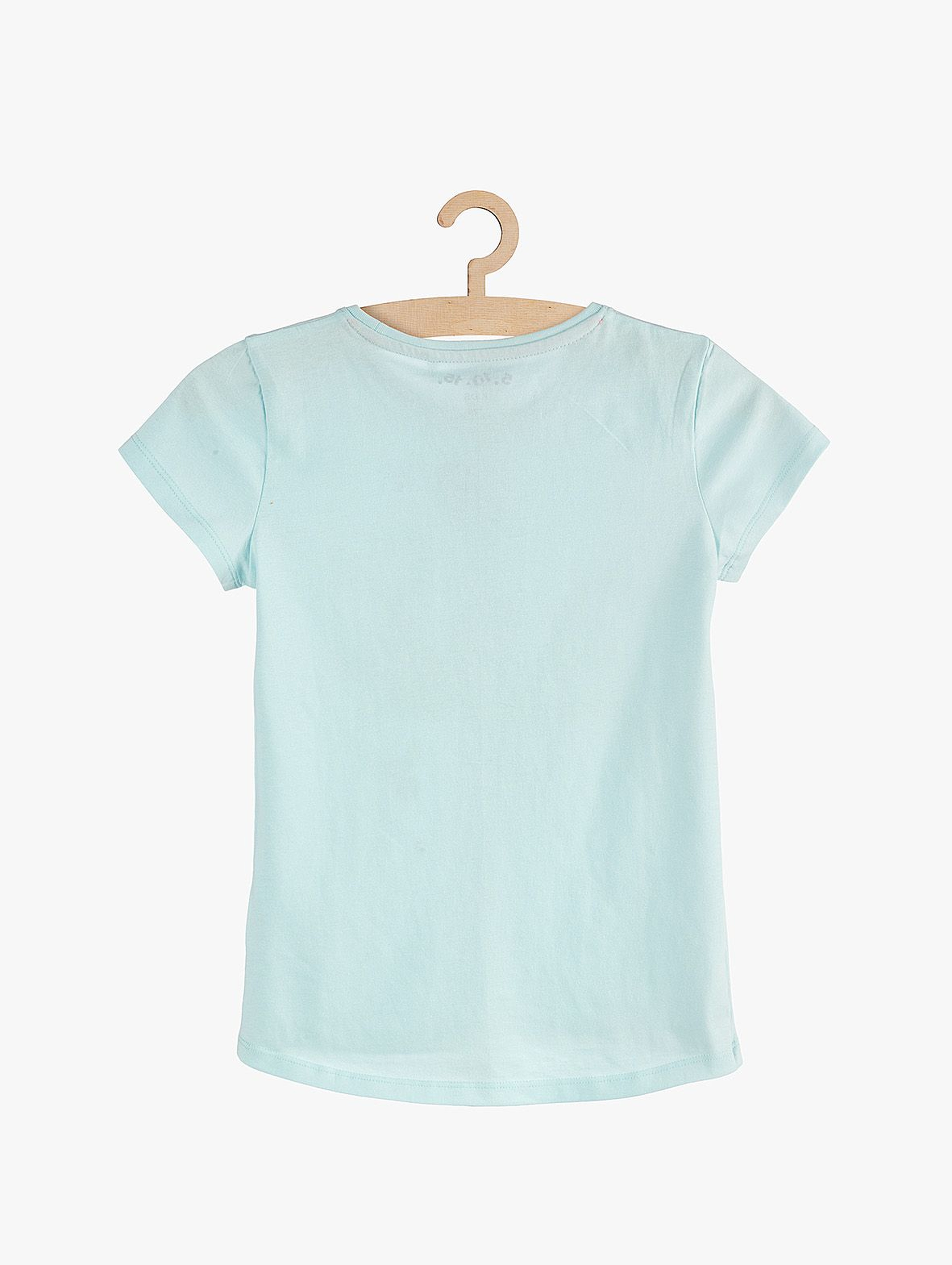 T-shirt dziewczęcy bawełniany niebieski Ośmiornica