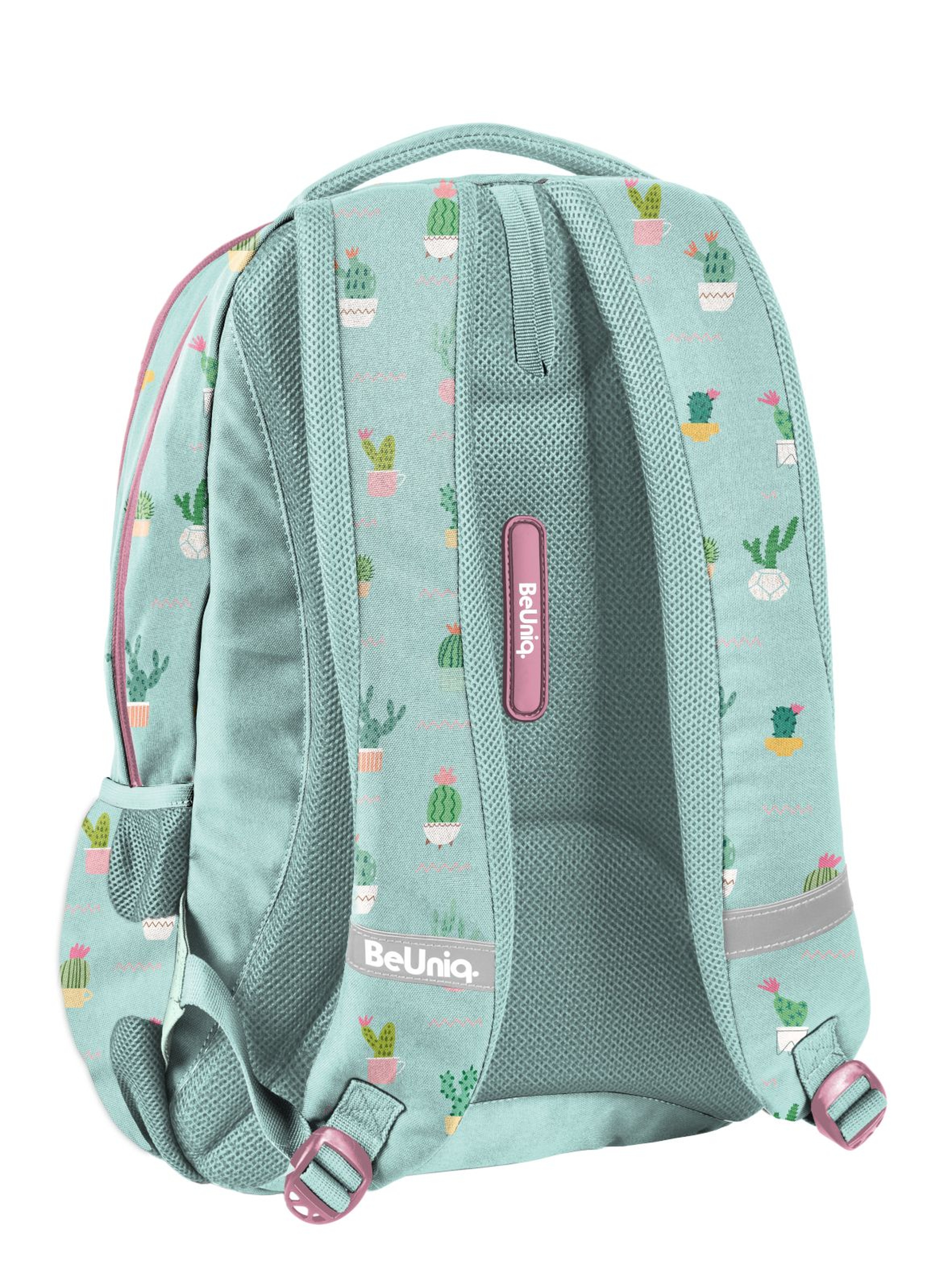 Plecak szkolny dla dziewczynki- niebieski w kaktusy