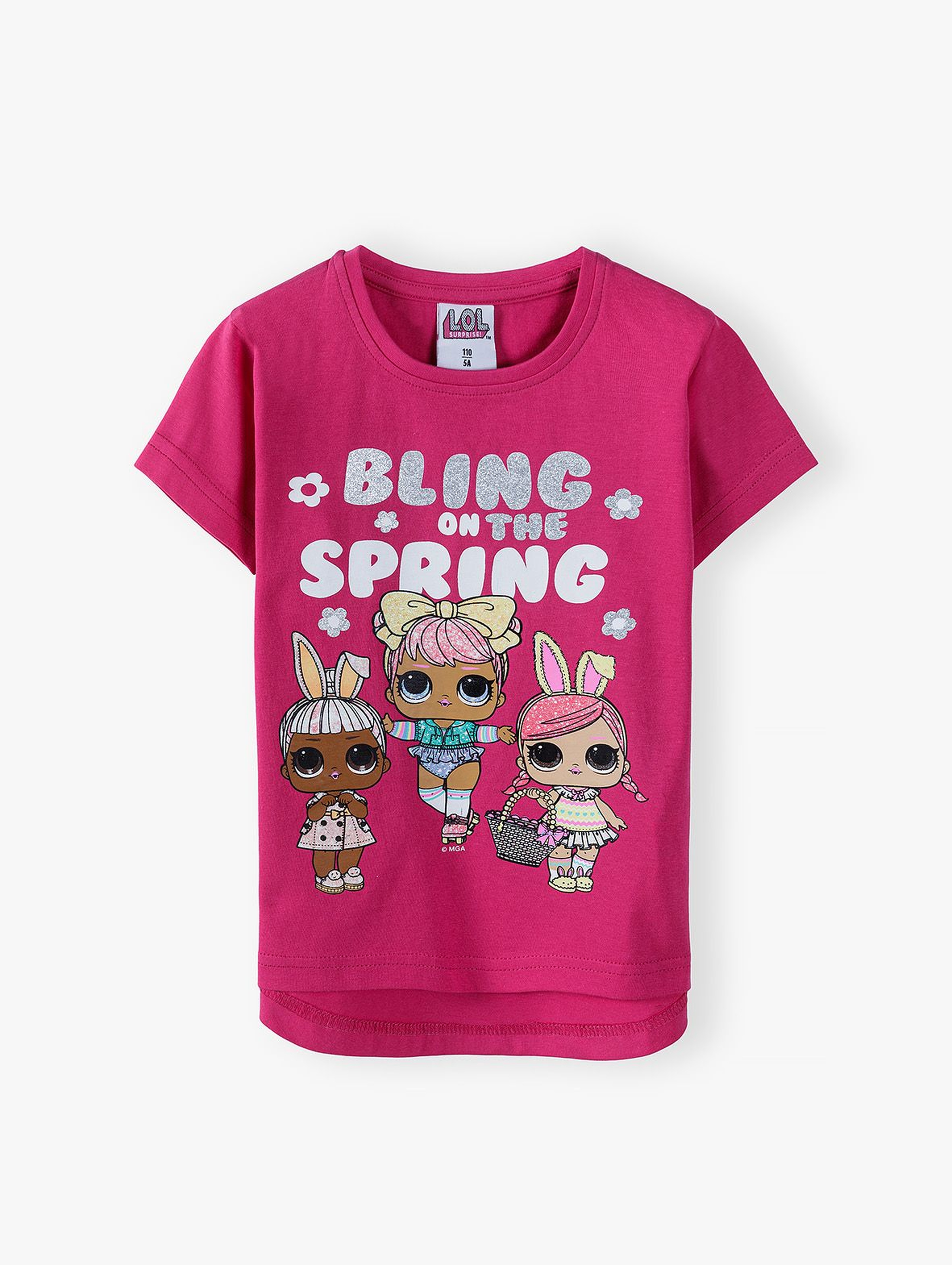 Bawełniany t-shirt dziewczęcy LOL różowy