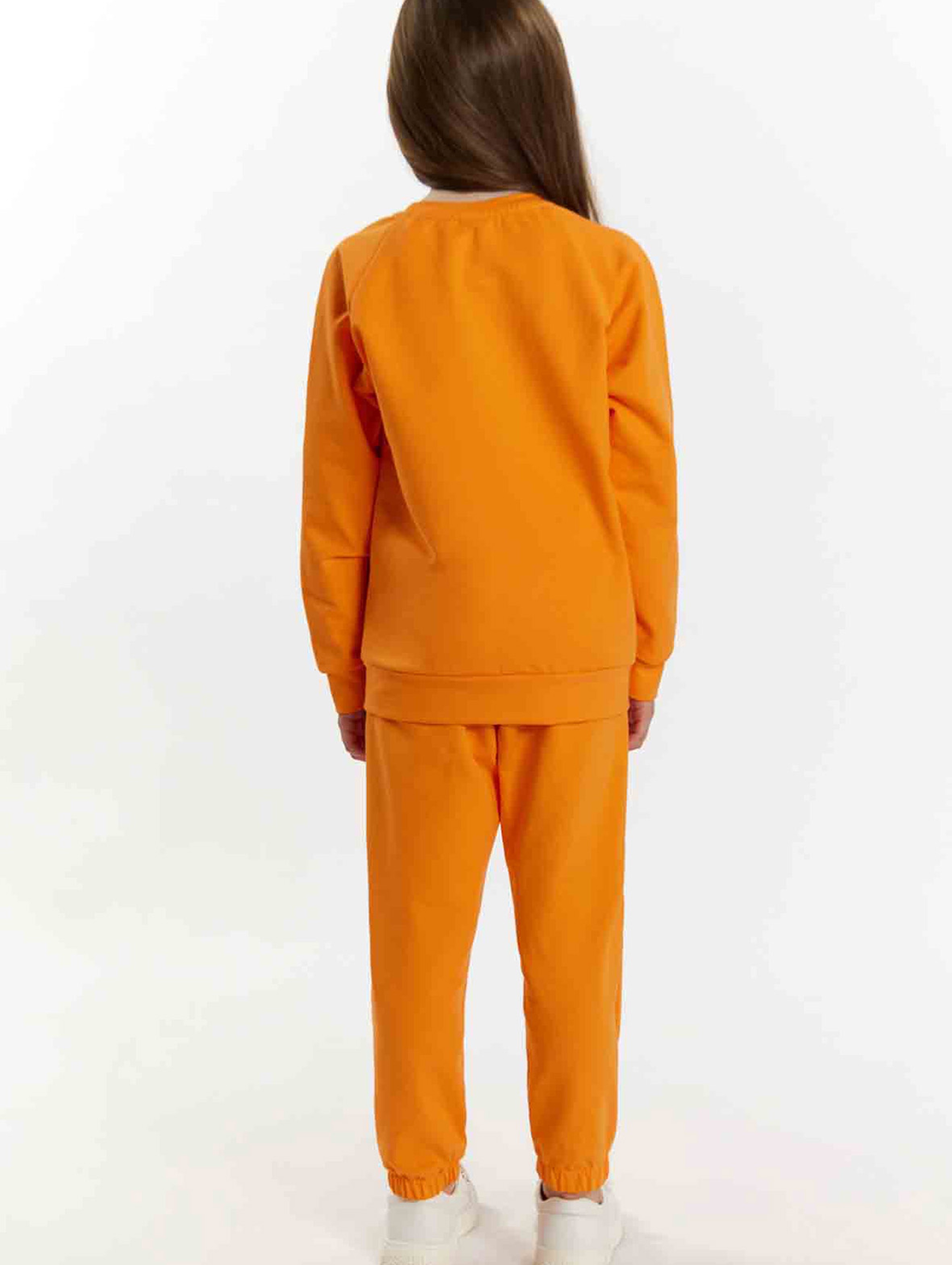 Komplet dresowy dziewczęcy - bluza i spodnie dresowe - pomarańczowe