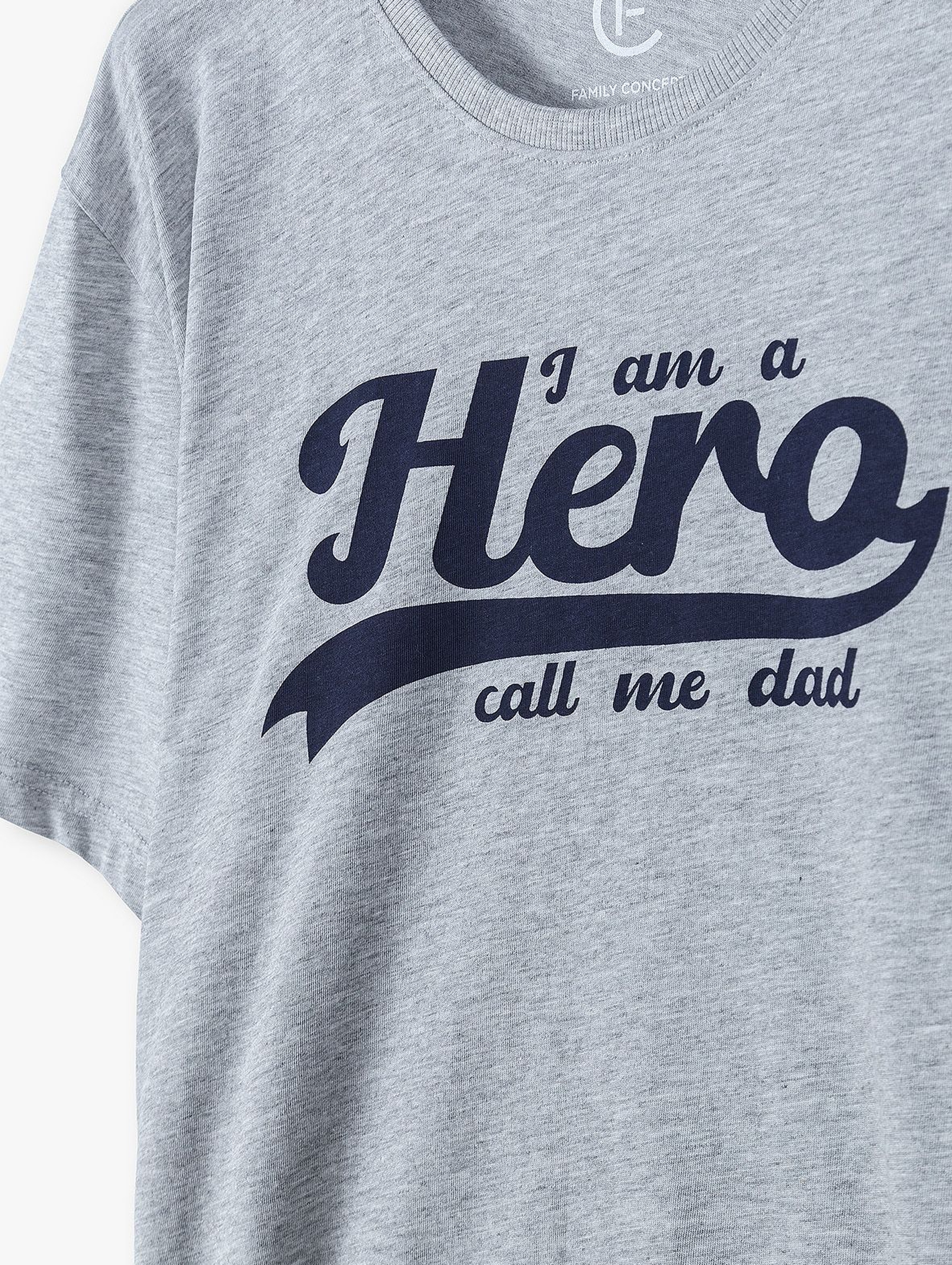 T-shirt dla mężczyzny szary z napisem- Hero - ubrania dla całej rodziny