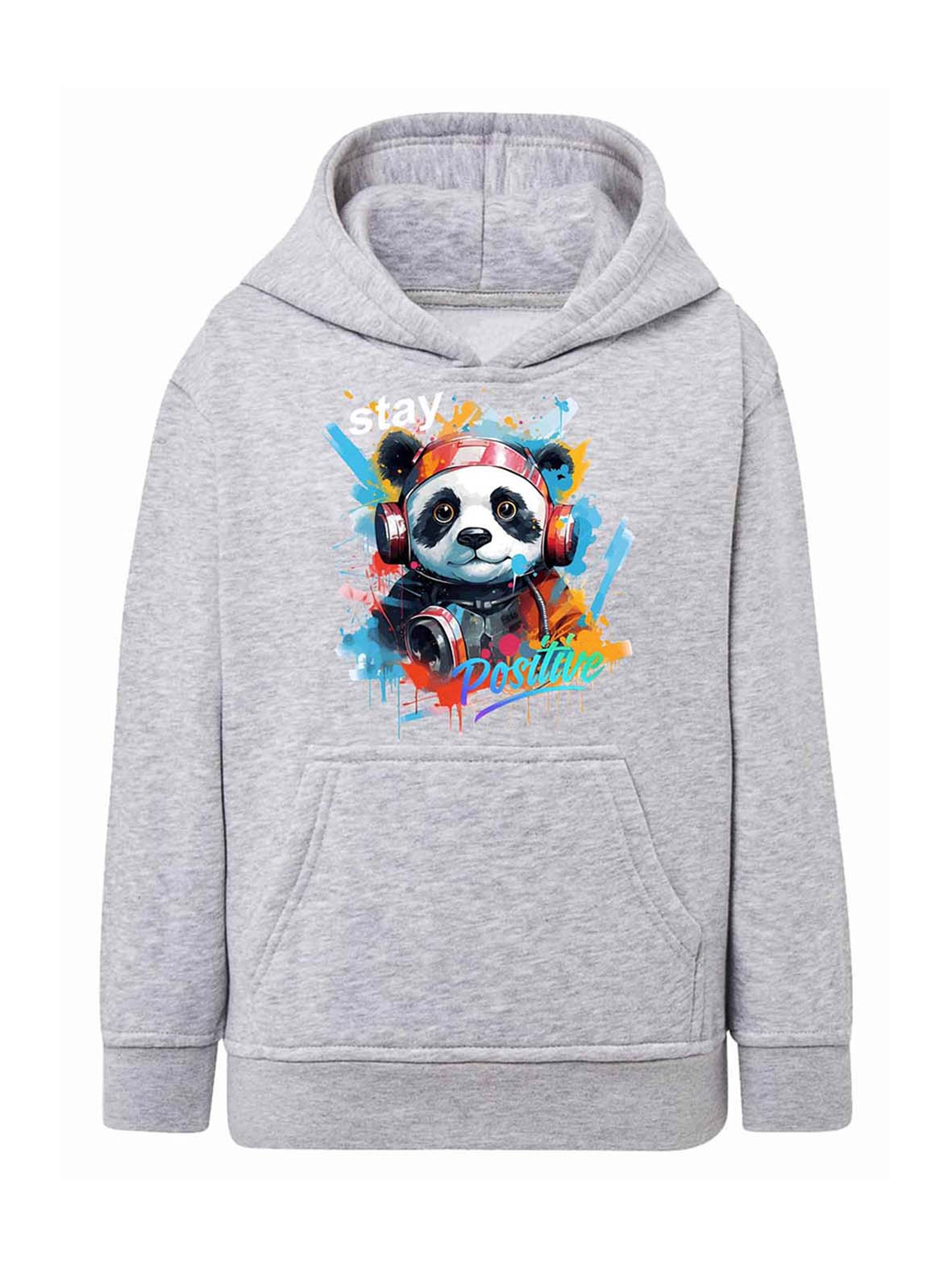 Szara chłopięca bluza kangurka z kapturem- Panda