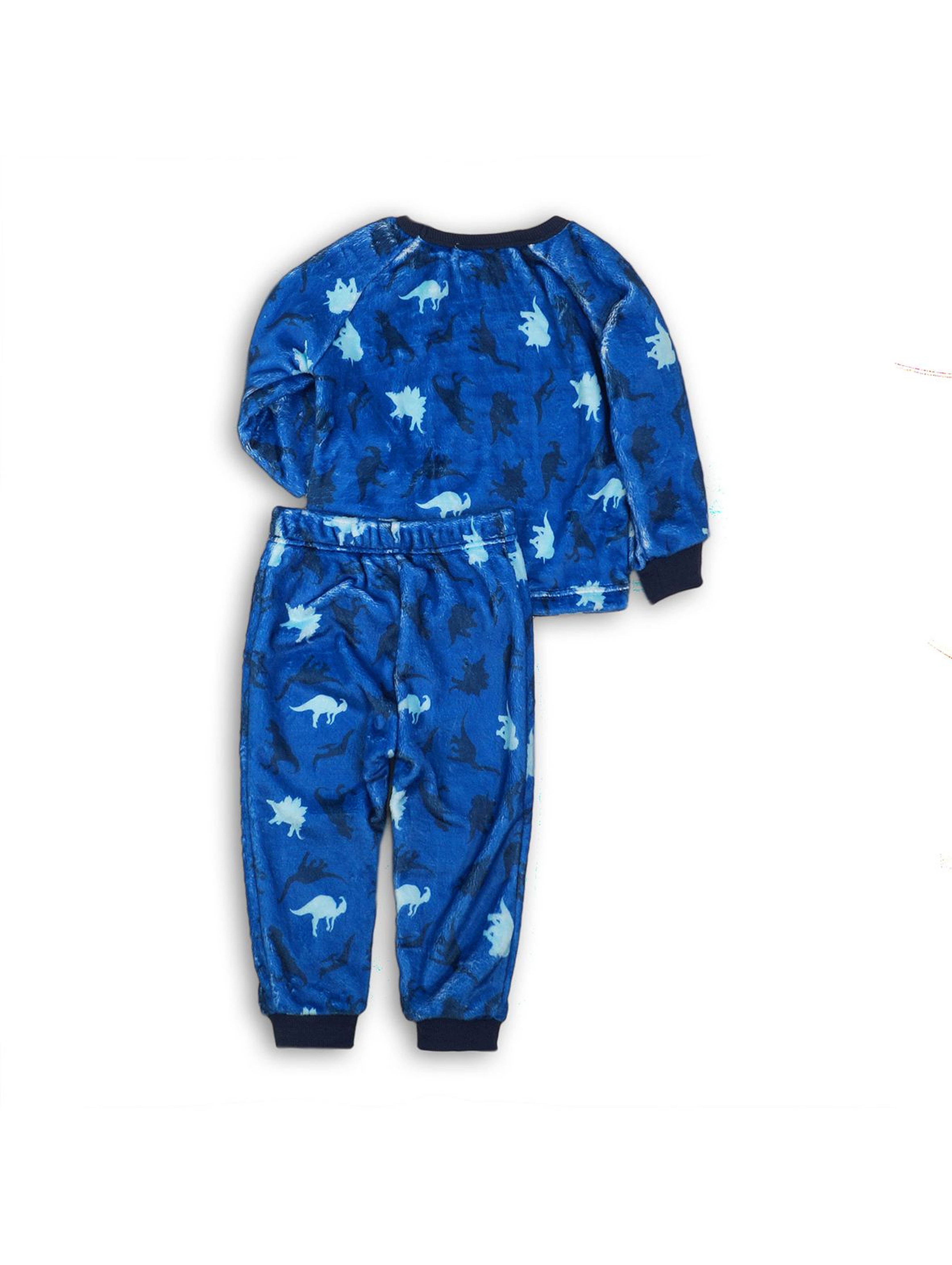 Ciepła piżama chłopięca w dinozaury - niebieska