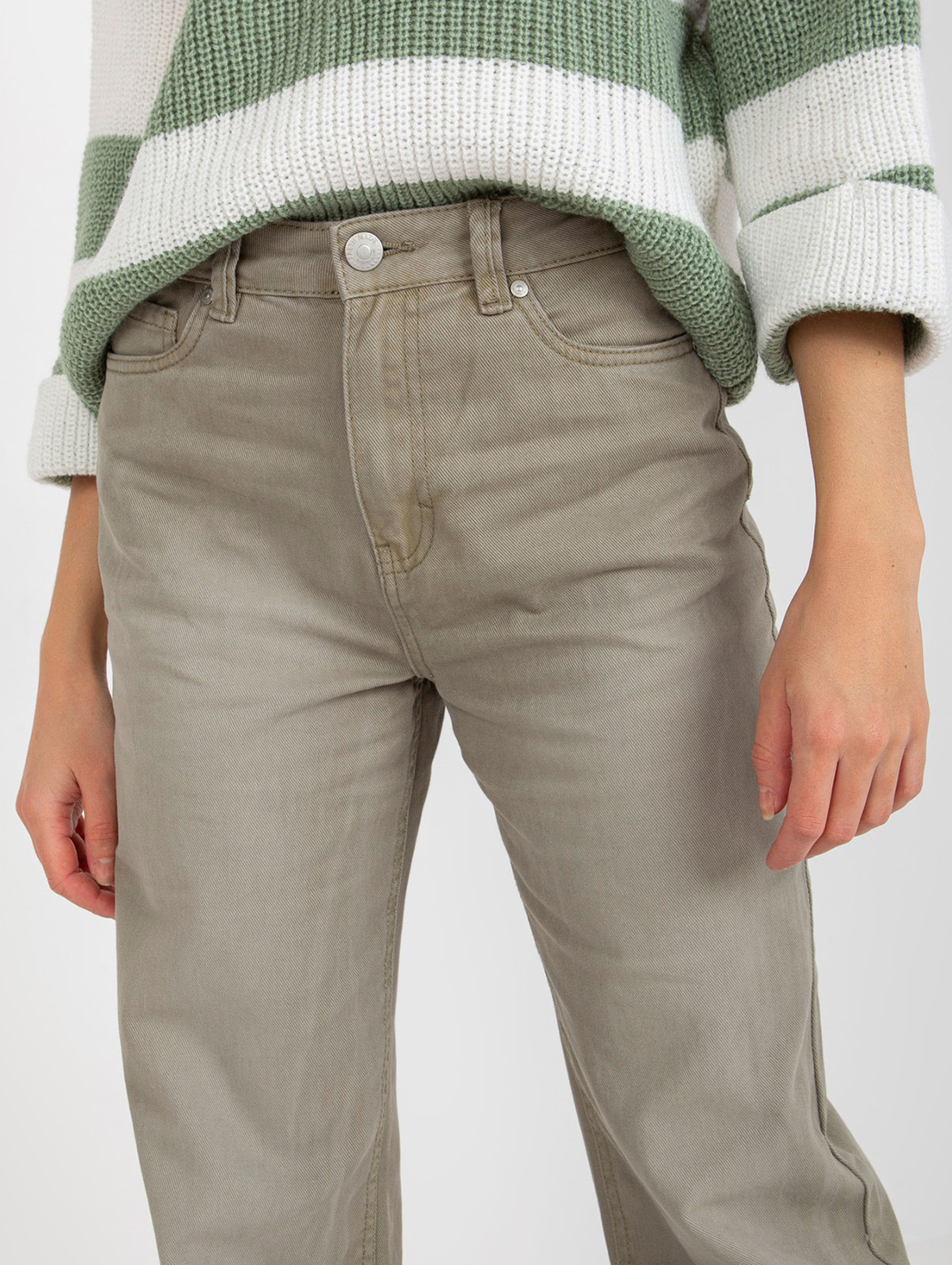 Khaki spodnie jeansowe z szeroką nogawką FRESH MADE