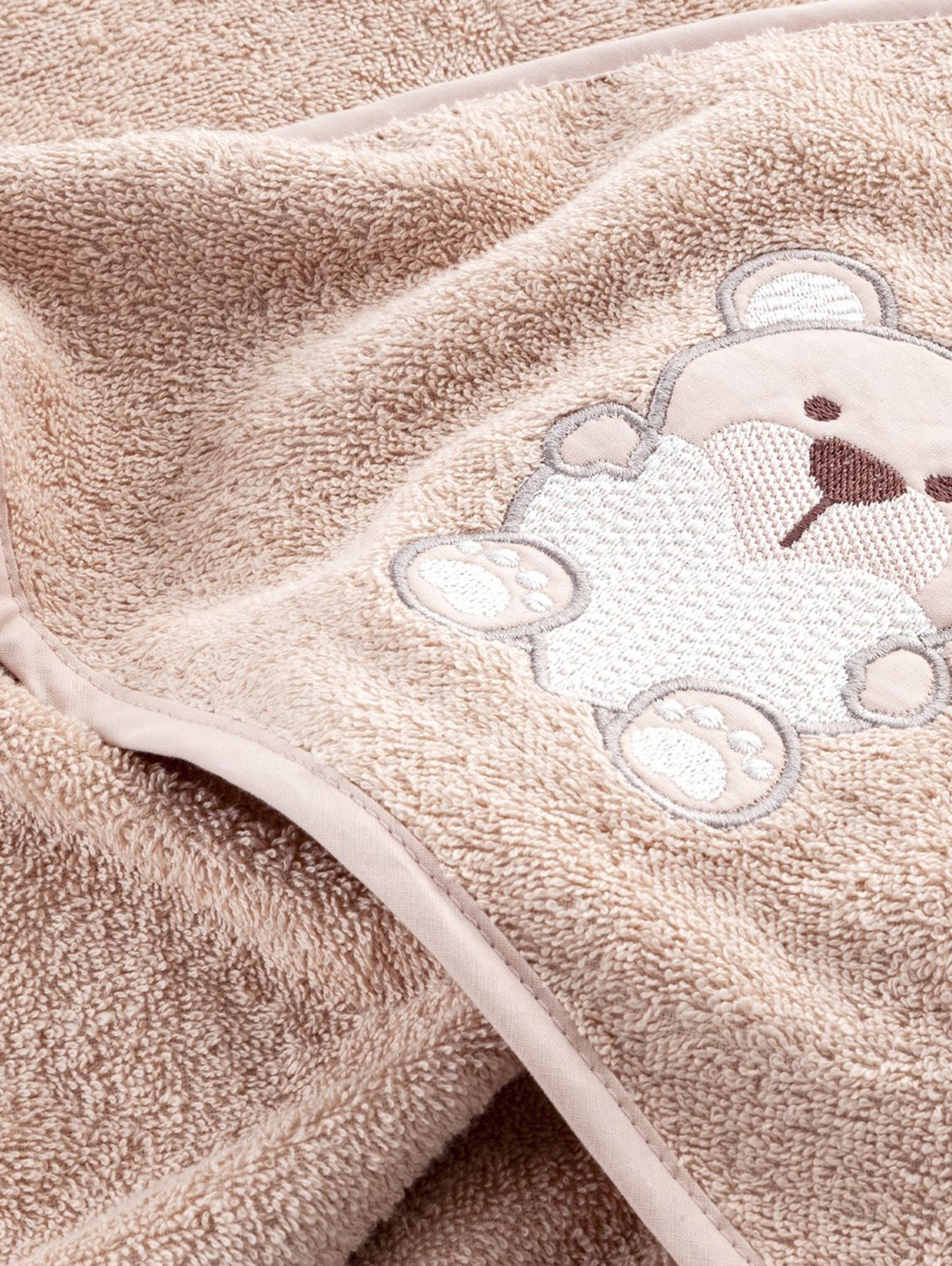 Ręcznik dziecięcy Baby z bawełny 50x90 cm beżowy - miś