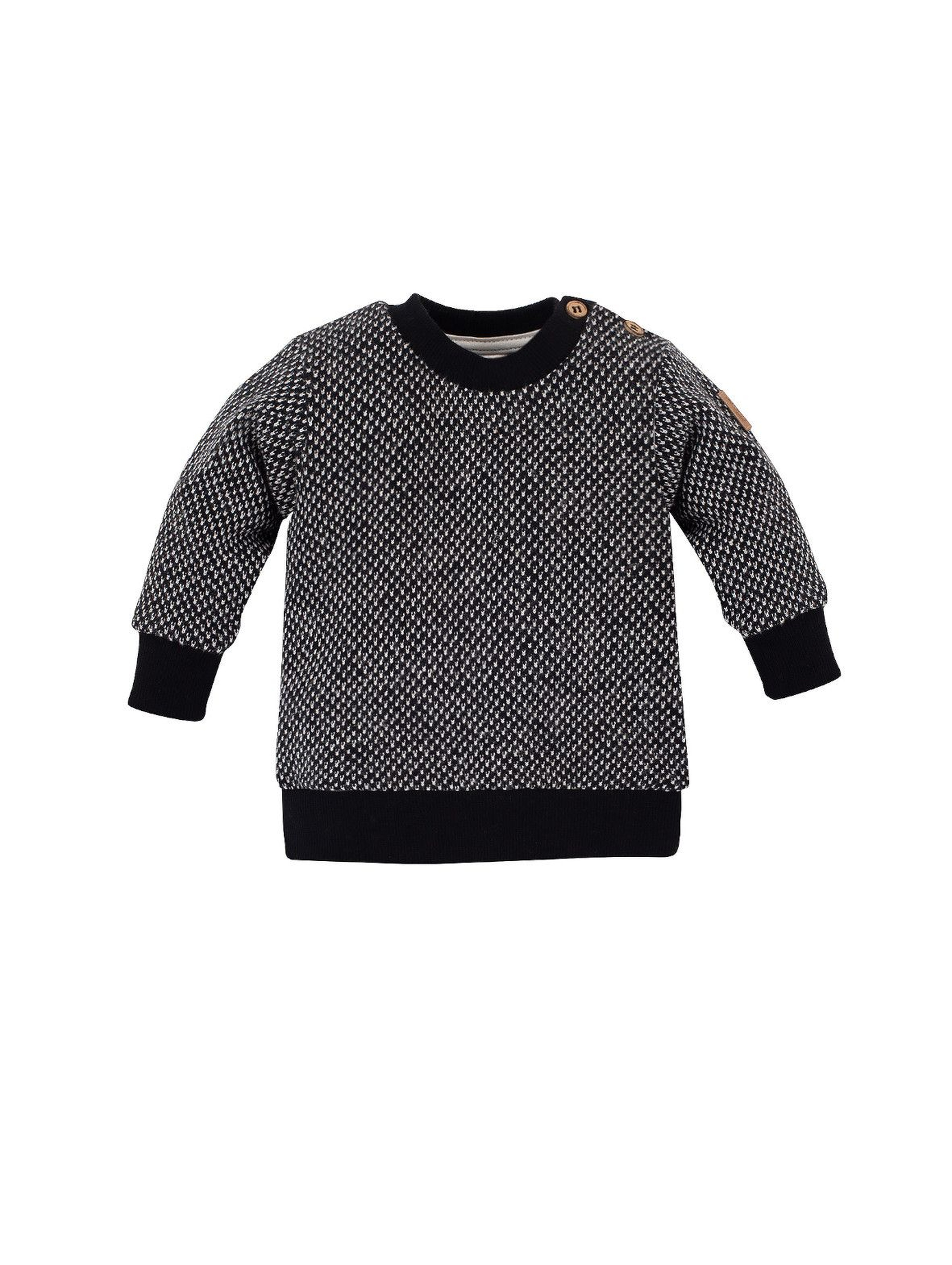 Bawełniany sweter niemowlęcy z guziczkami - czarny