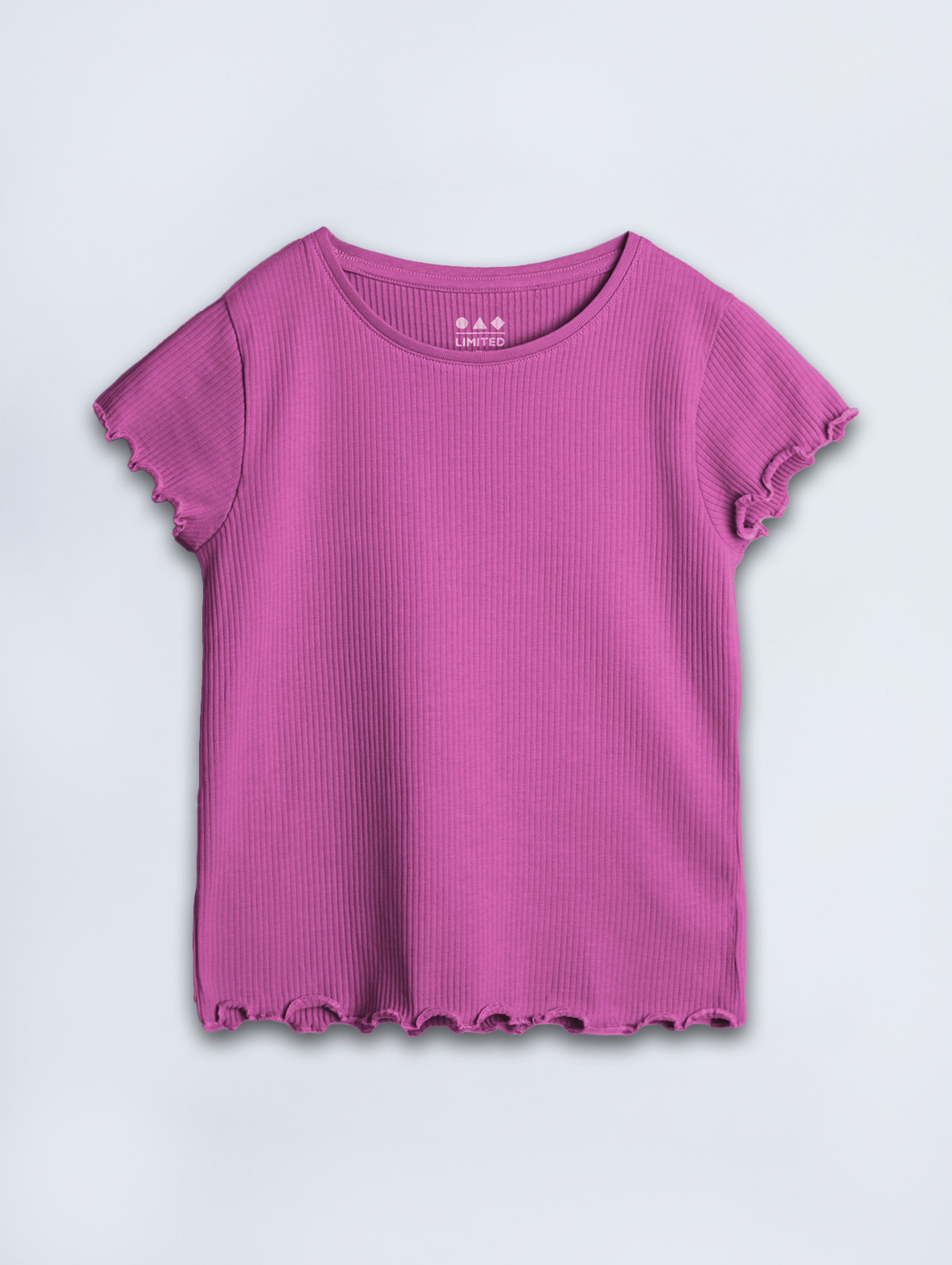 Różowy t-shirt dziewczęcy w prążki - Limited Edition