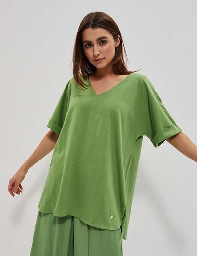 Bawełniany t-shirt damski  oversize zielony