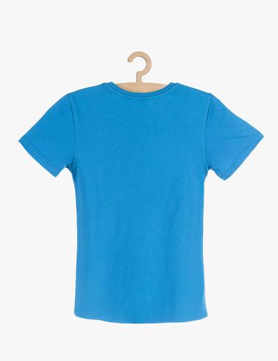 Niebieski t-shirt z młodzieżowym nadrukiem