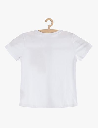 T-shirt chłopięcy biały z kieszonką