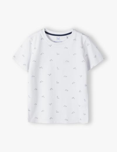 Dzianinowy t-shirt dla chłopca biały - Max&Mia