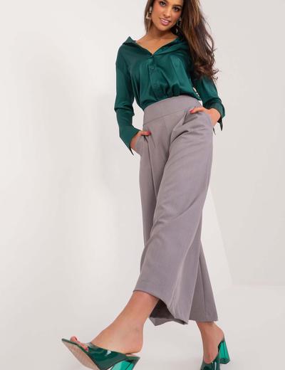 Szare garniturowe spodnie damskie typu culotte