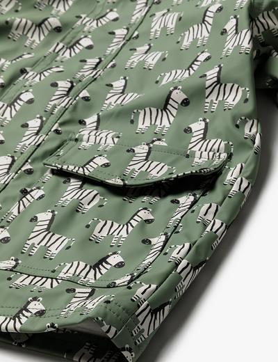 Niemowlęca kurtka przeciwdeszczowa zielona z zebrami