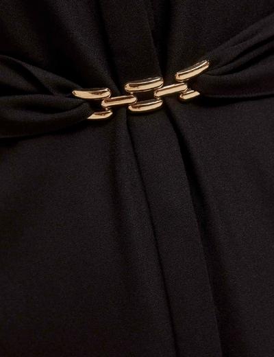 Czarna elegancka sukienka koszulowa z paskiem