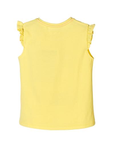 T-shirt dziewczęcy- żółty z kolorowym nadrukiem kota