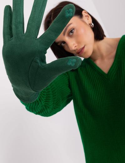 Ciemnozielone dotykowe rękawiczki damskie