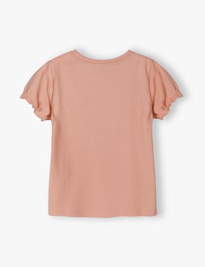 Różowa koszulka bawełniany dla dziewczynki z cekinową aplikacją