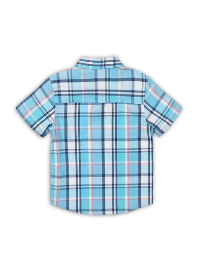 Koszula niemowlęca w kratę- niebieska
