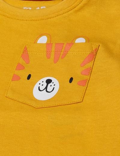 Pomarańczowy bawełniany t-shirt niemowlęce z kieszonką