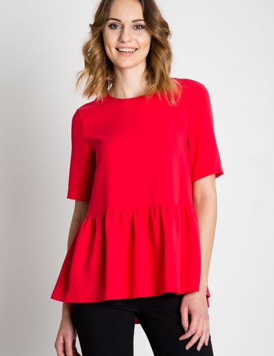 Wiskozowa bluzka damska na krótki rękaw w kolorze czerwonym