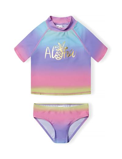 Kolorowy strój kąpielowy dziewczęcy- koszulka i majtki z filtrem UV