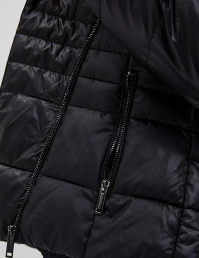 Krótka pikowana kurtka damska na zimę- czarna