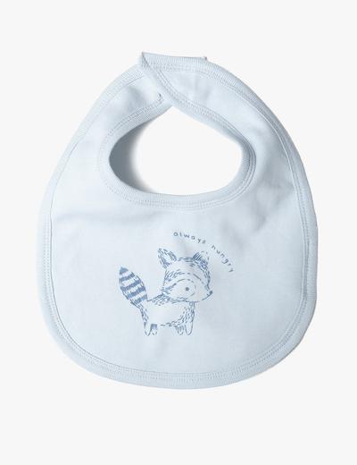 Śliniak dla niemowlaka z miękkim nadrukiem - niebieski