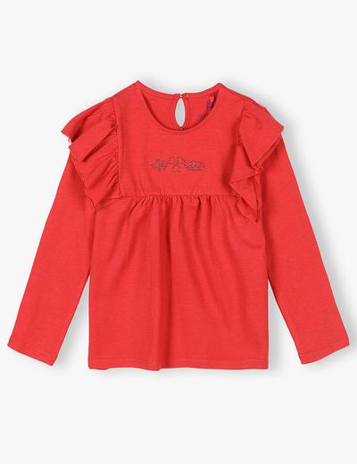 Czerwona bluzka dziewczęca z ozdobną falbanką