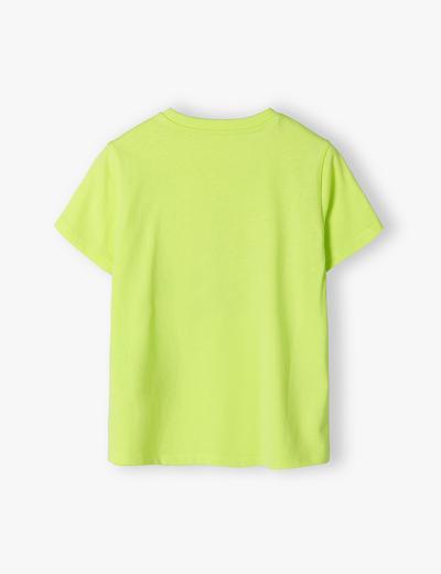 Zielony t-shirt bawełniany dla chłopca z deskorolką